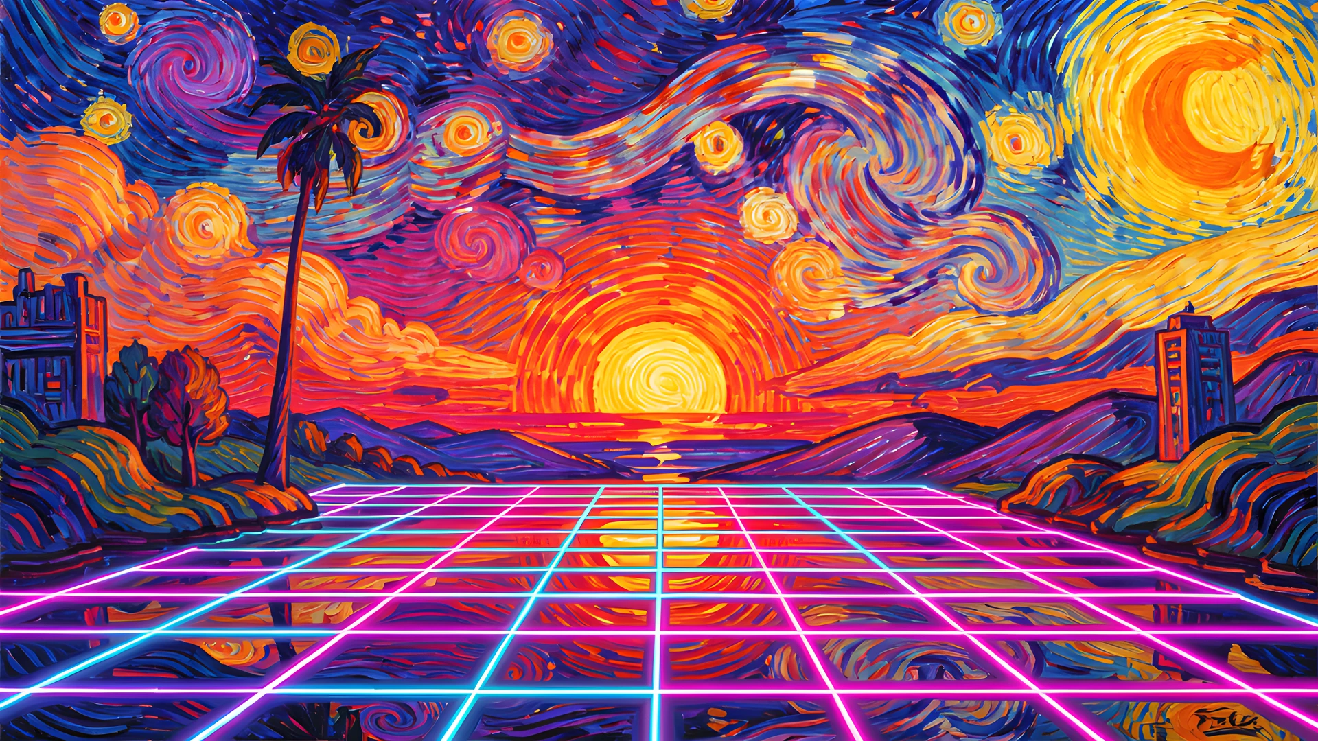 Neon Sunset Grid