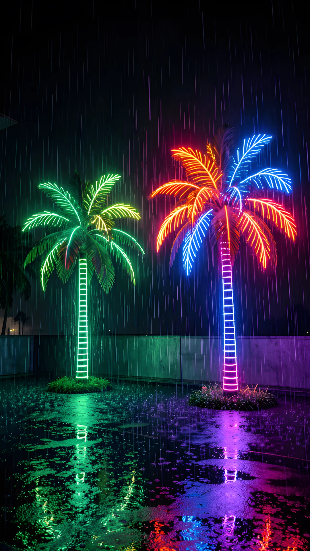 Rainy Palm Night