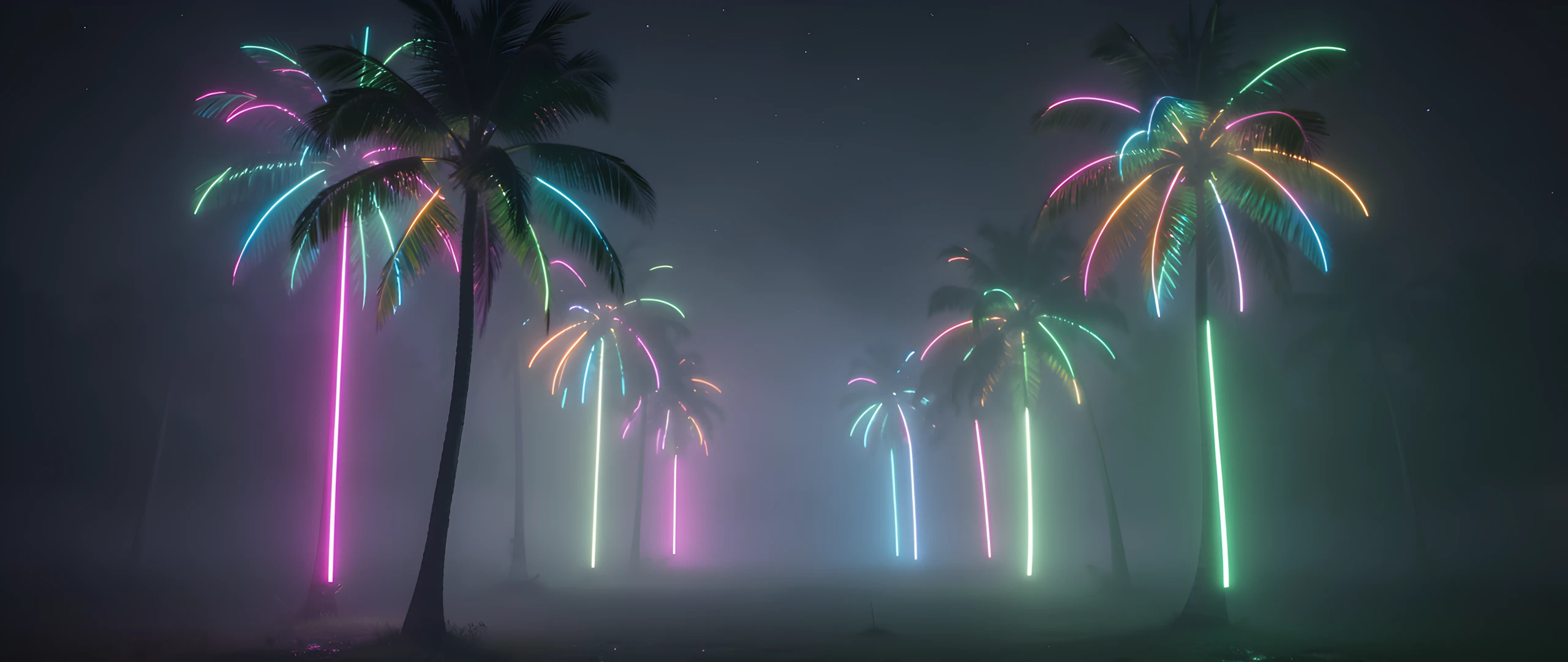 Neon Palm Forest