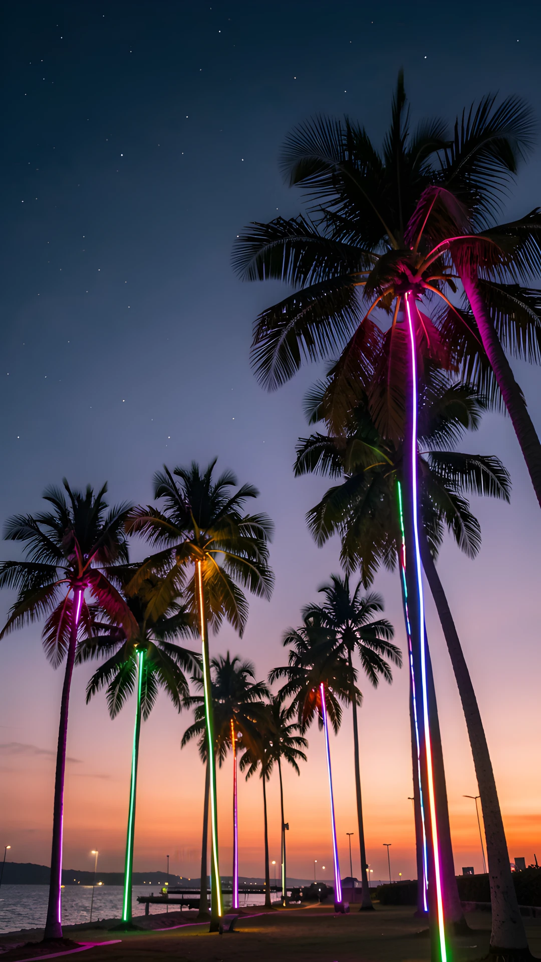 Neon Palm Sunset