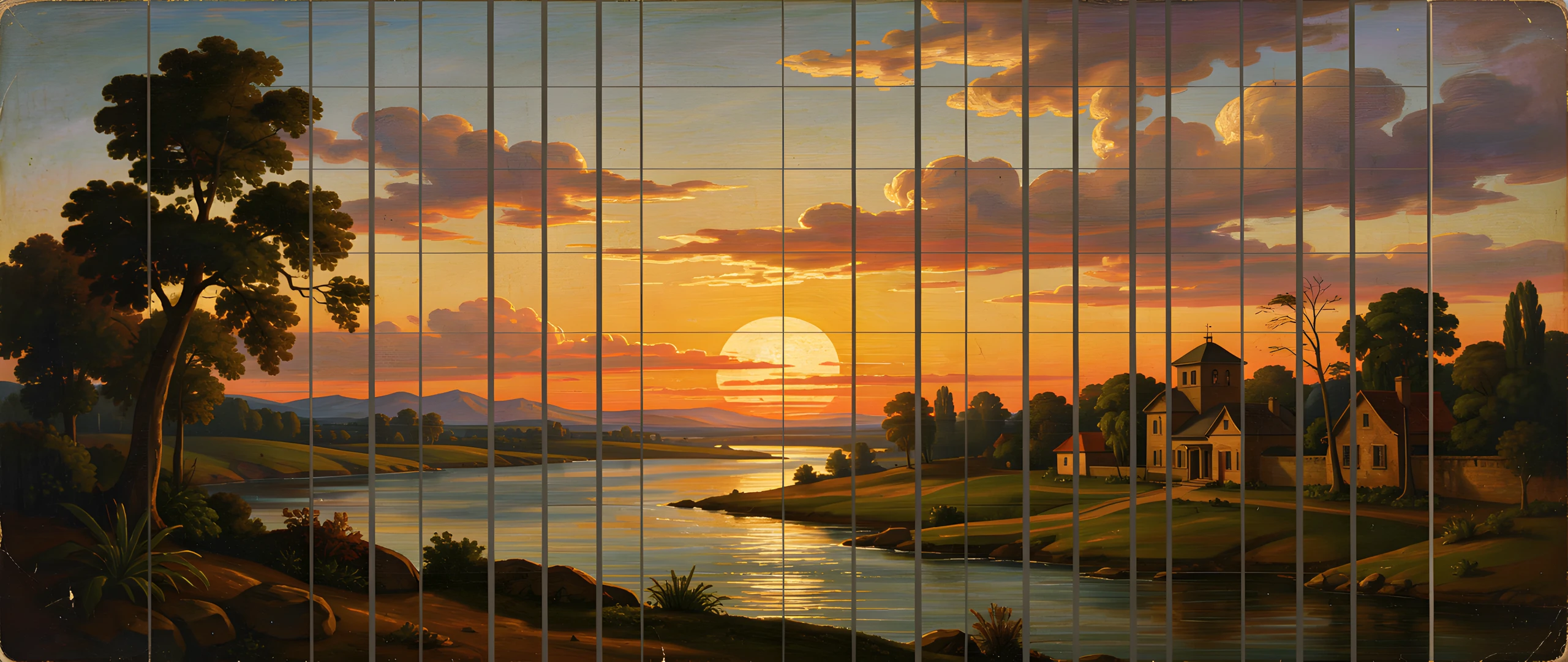 Sunset Grid Art