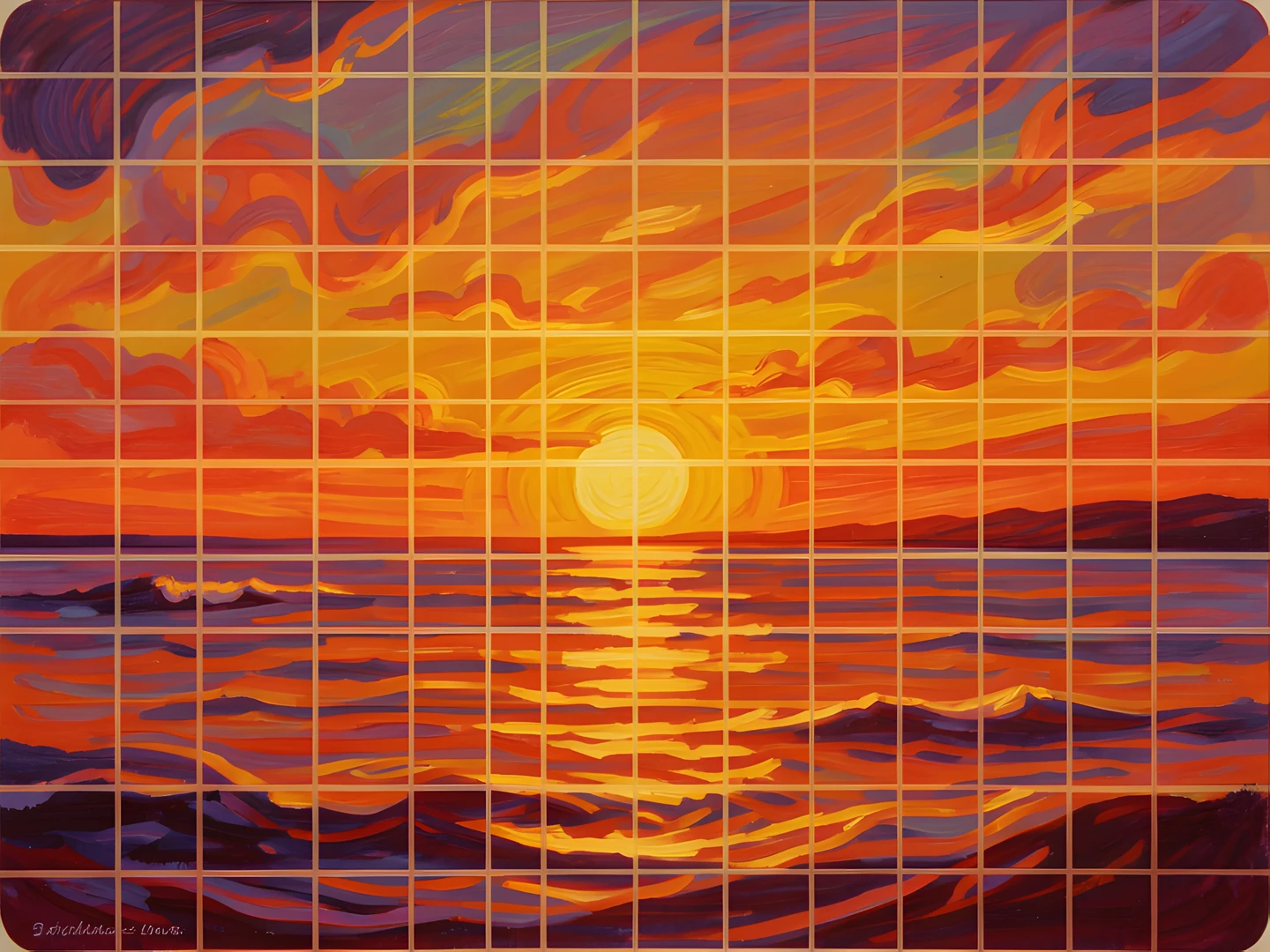 Retro Sunset Grid