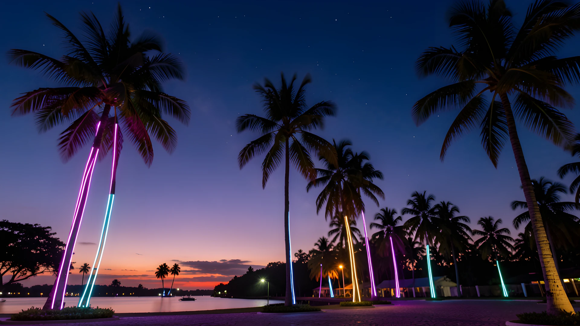 Neon Palm Forest