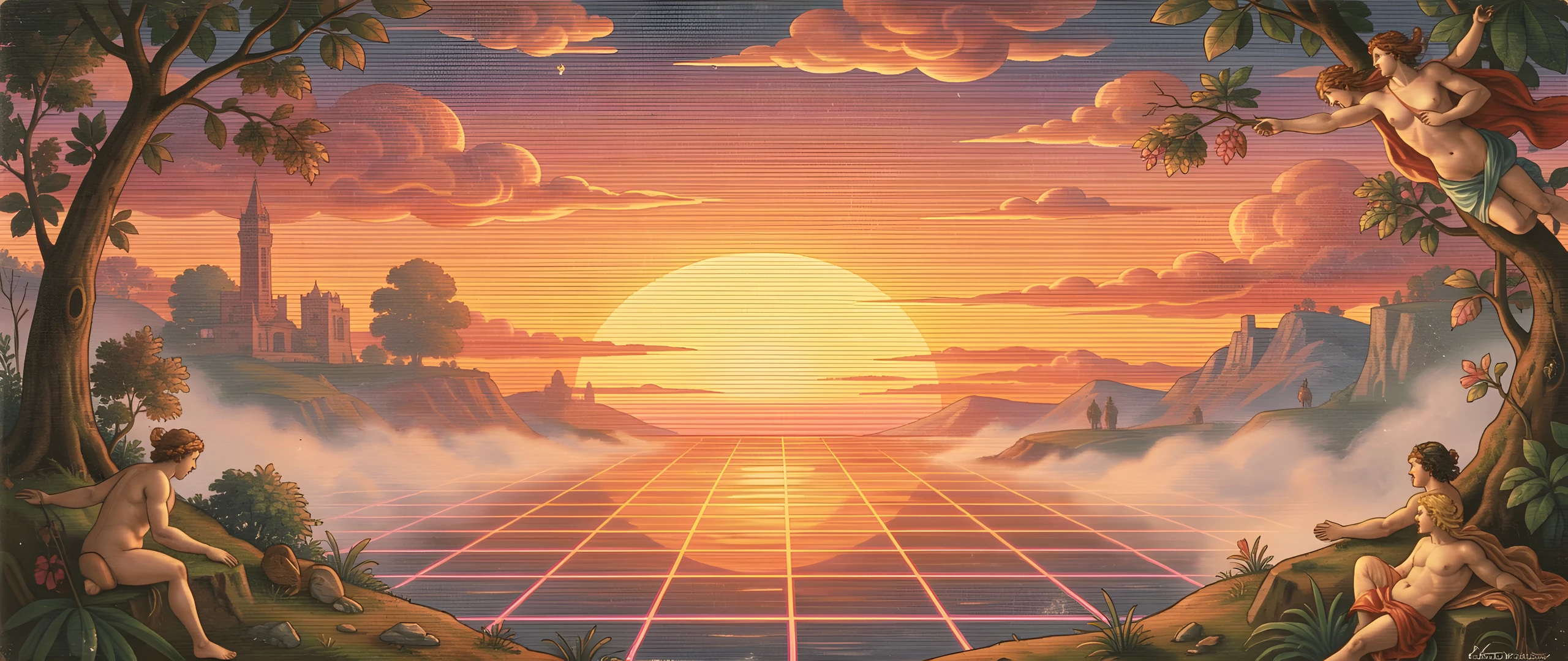 Retro Sunset Grid