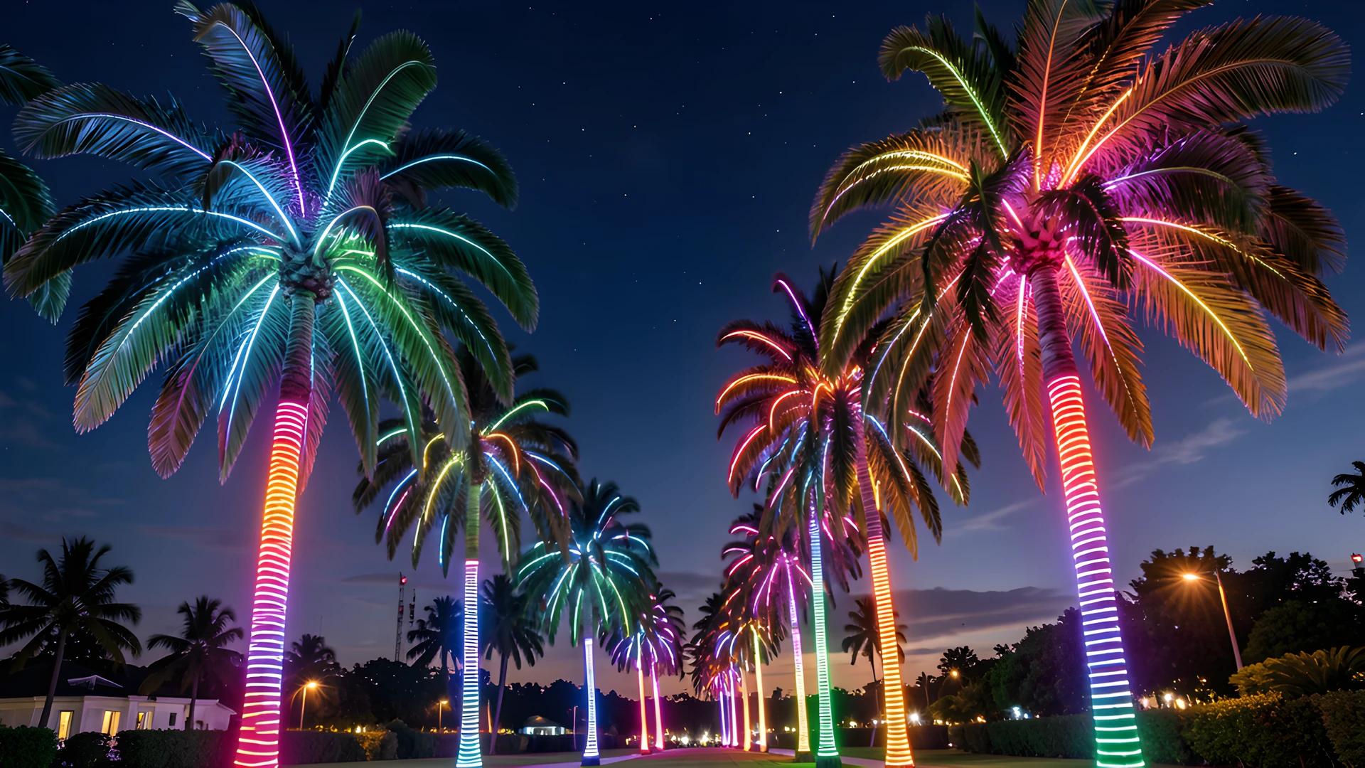 Neon Palm Forest