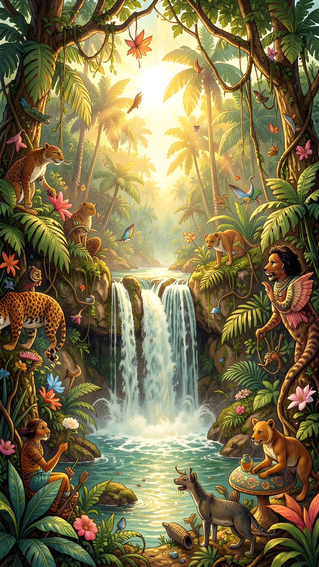 Tropical Waterfall Scene