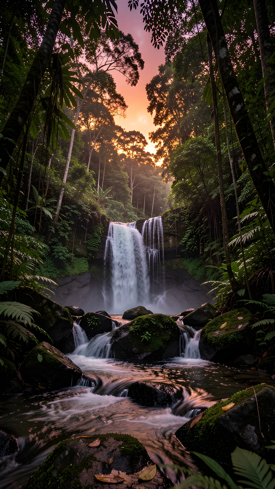 Tropical Waterfall Scene