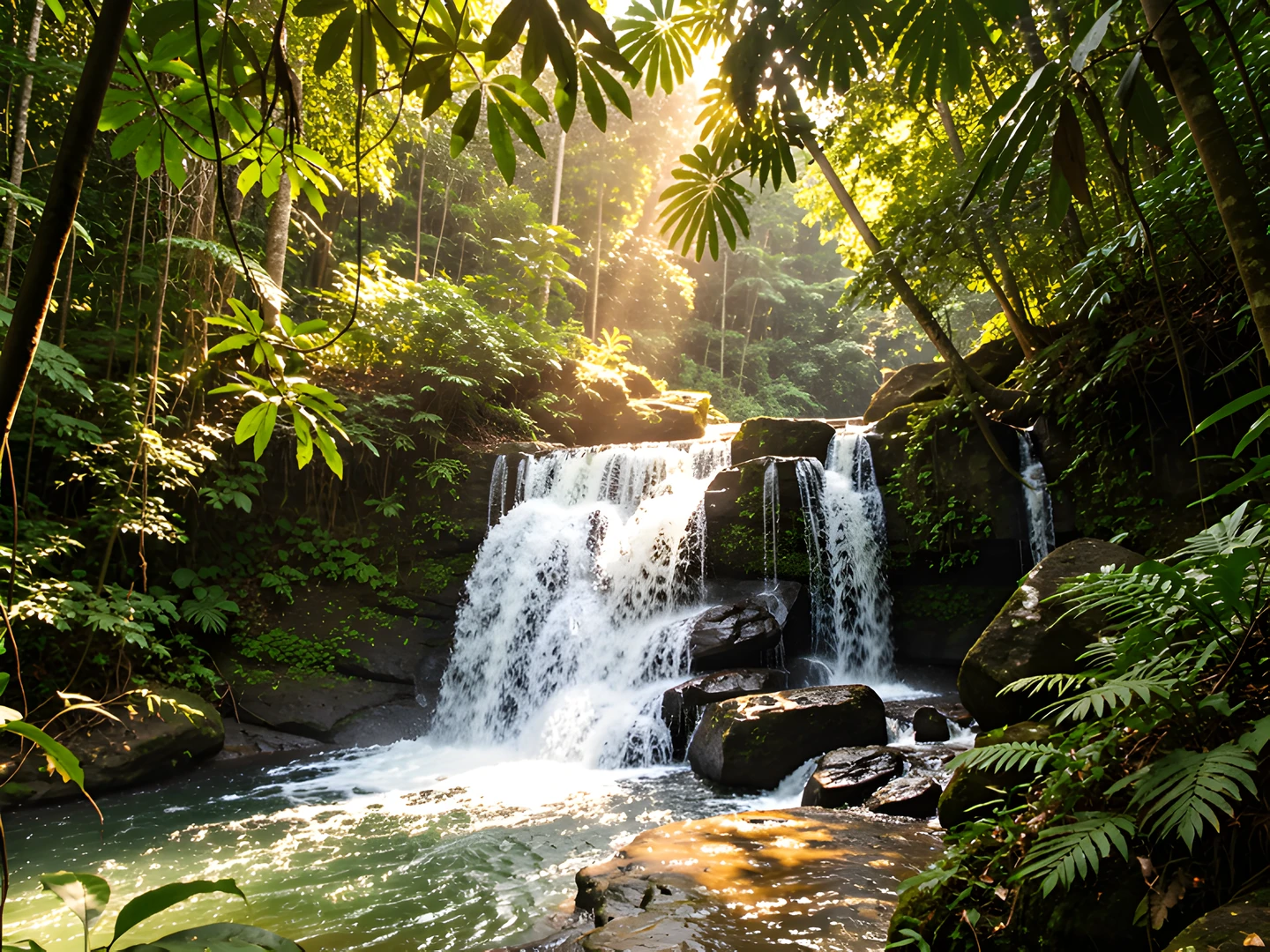 Tropical Waterfall Scene