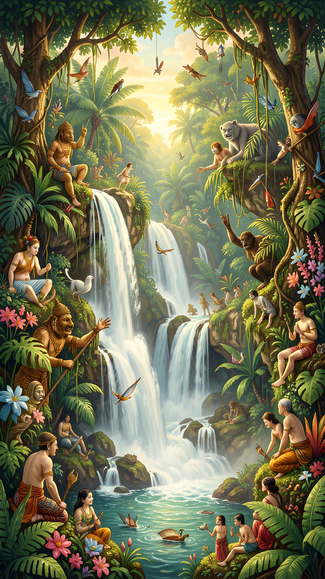 Tropical Waterfall Scene