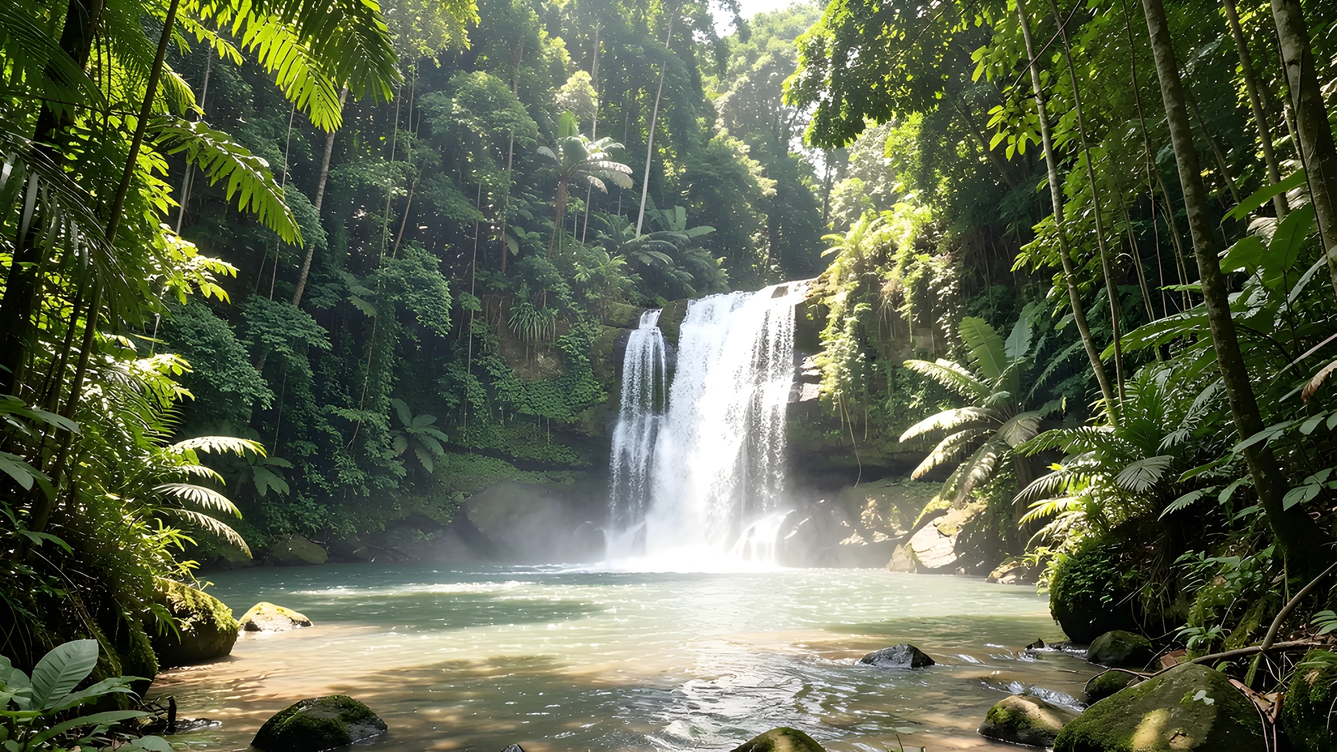 Tropical Waterfall Scene