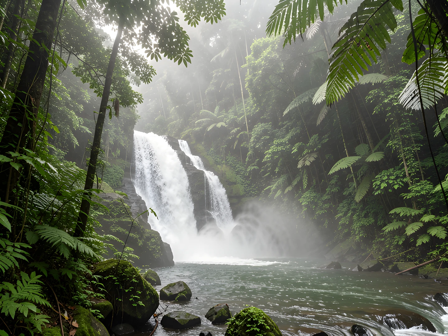 Thai Waterfall Scene