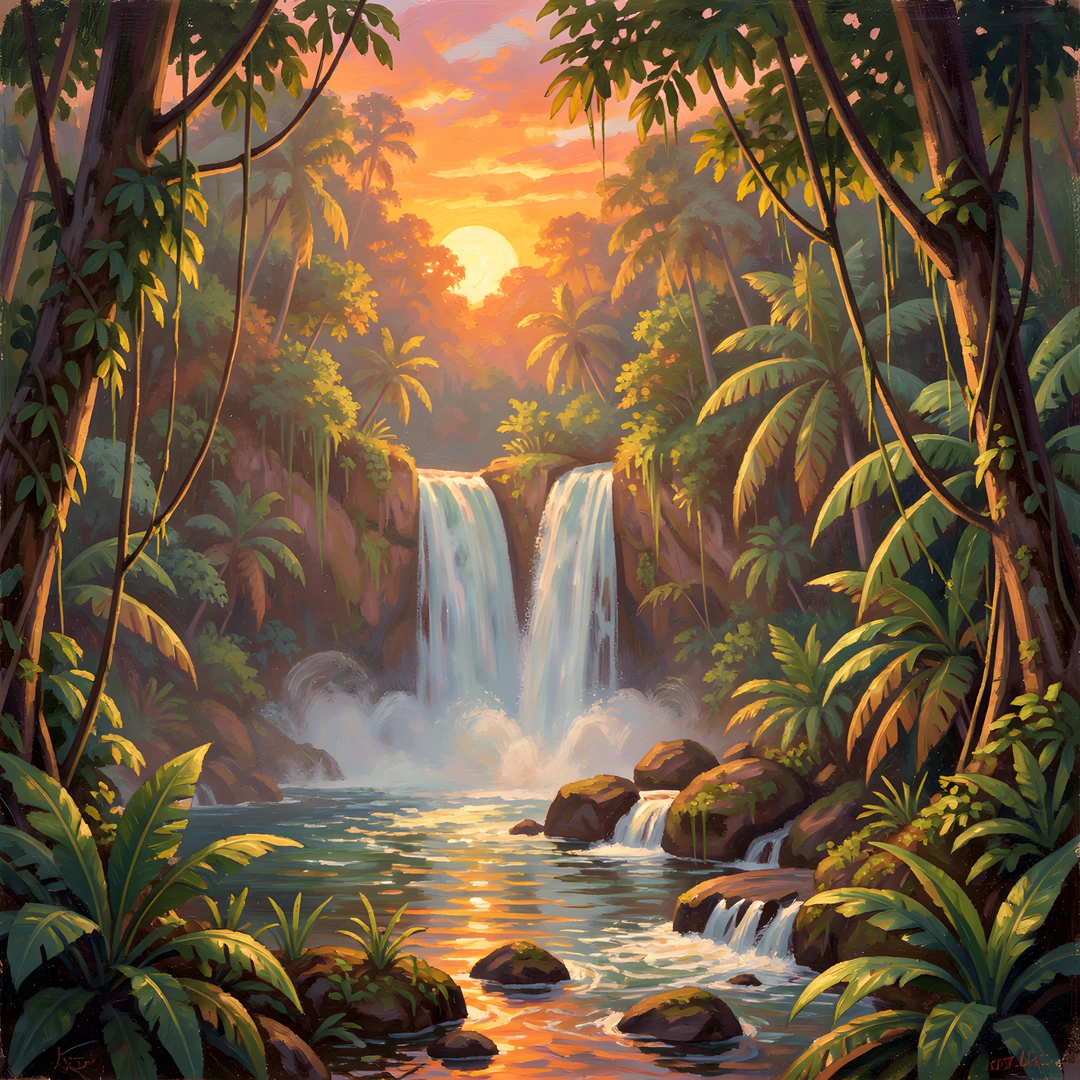 Tropical Waterfall Oasis