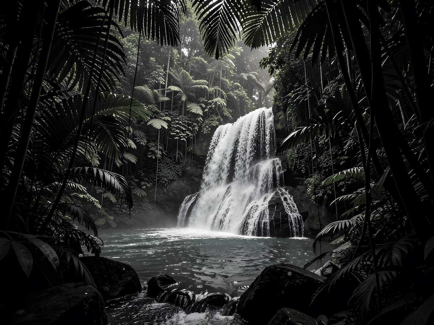 Dark Waterfall Oasis
