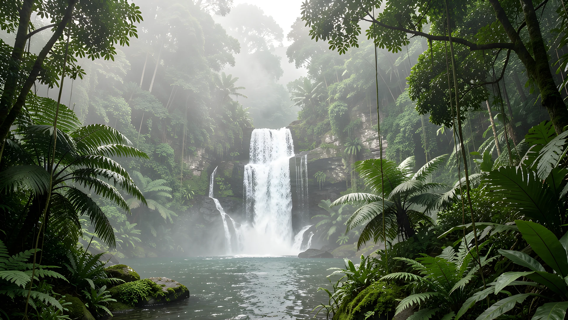 Tropical Waterfall Oasis