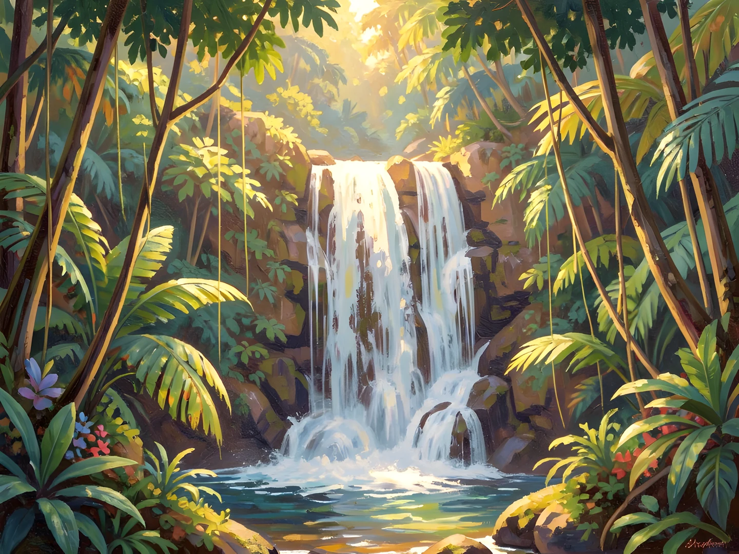 Tropical Waterfall Oasis