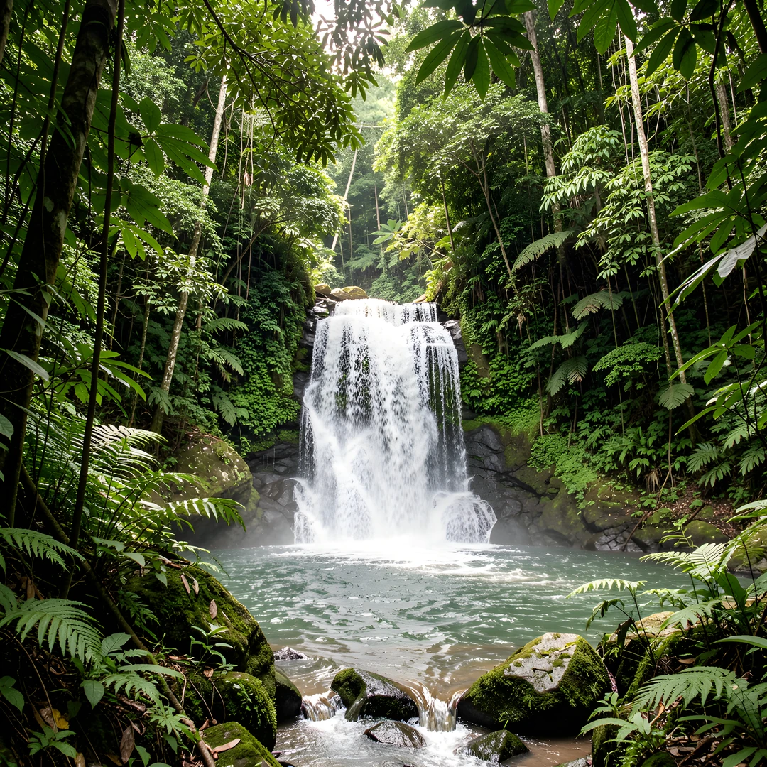 Tropical Waterfall Scene