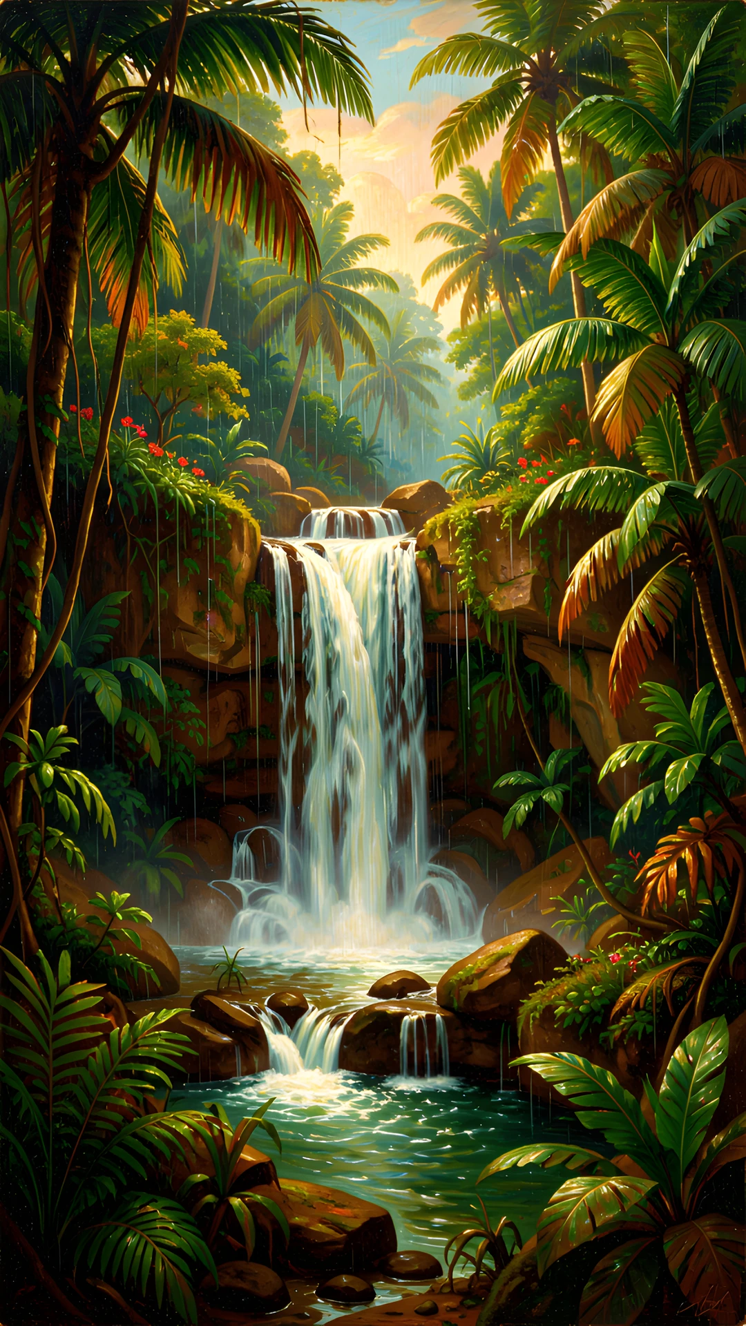 Thai Waterfall Scene