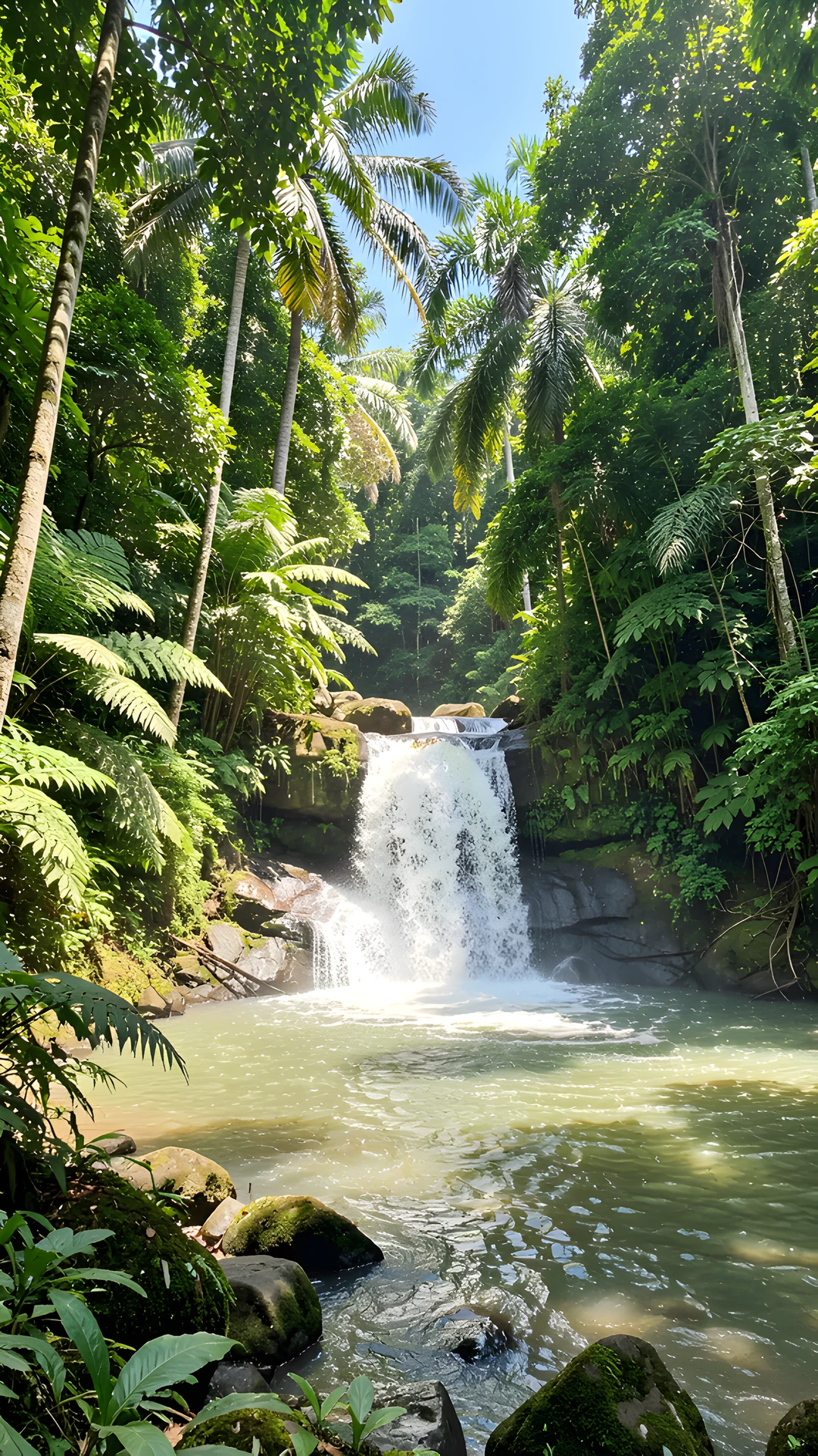 Tropical Waterfall Scene
