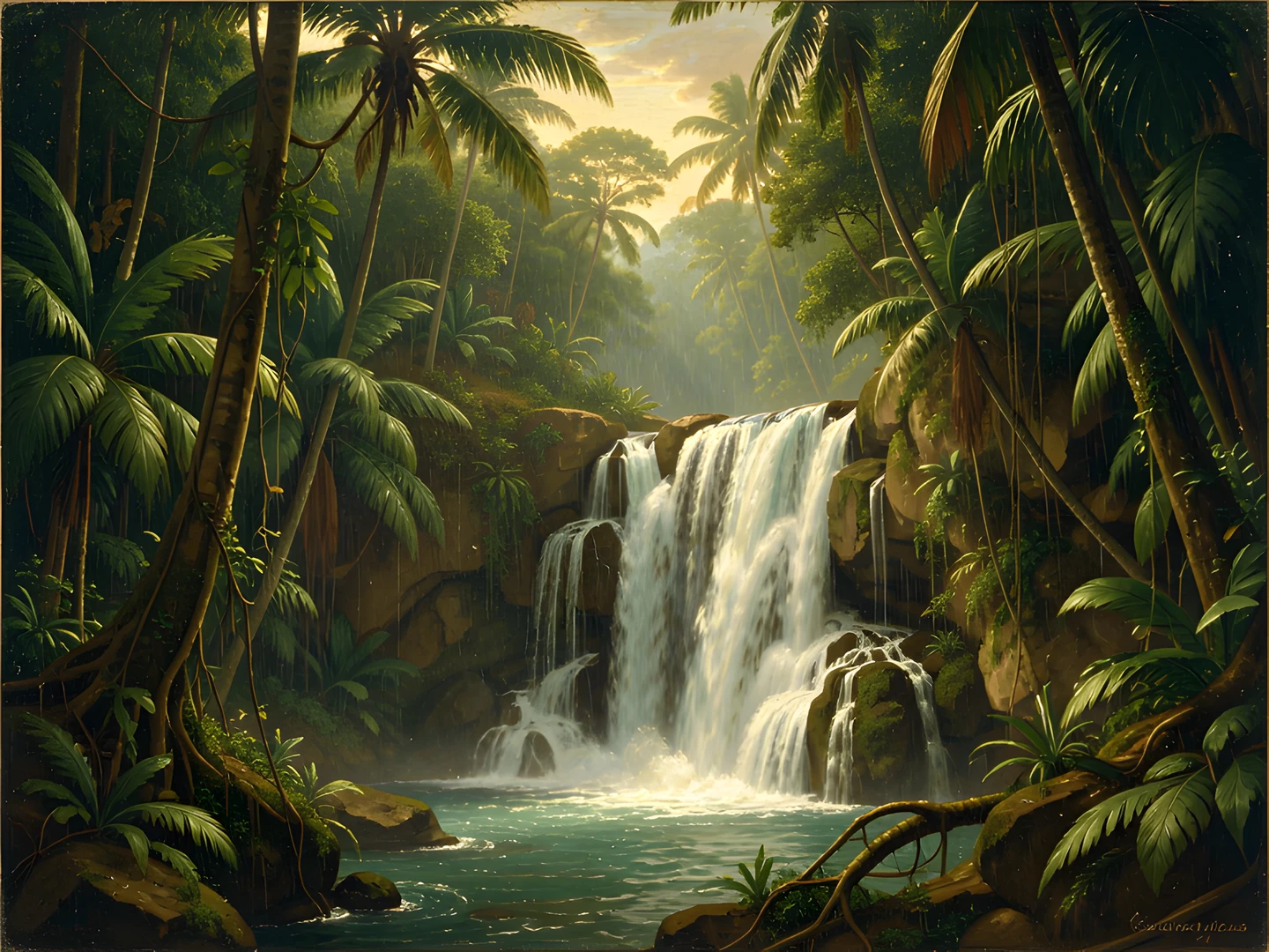Tropical Waterfall Scene