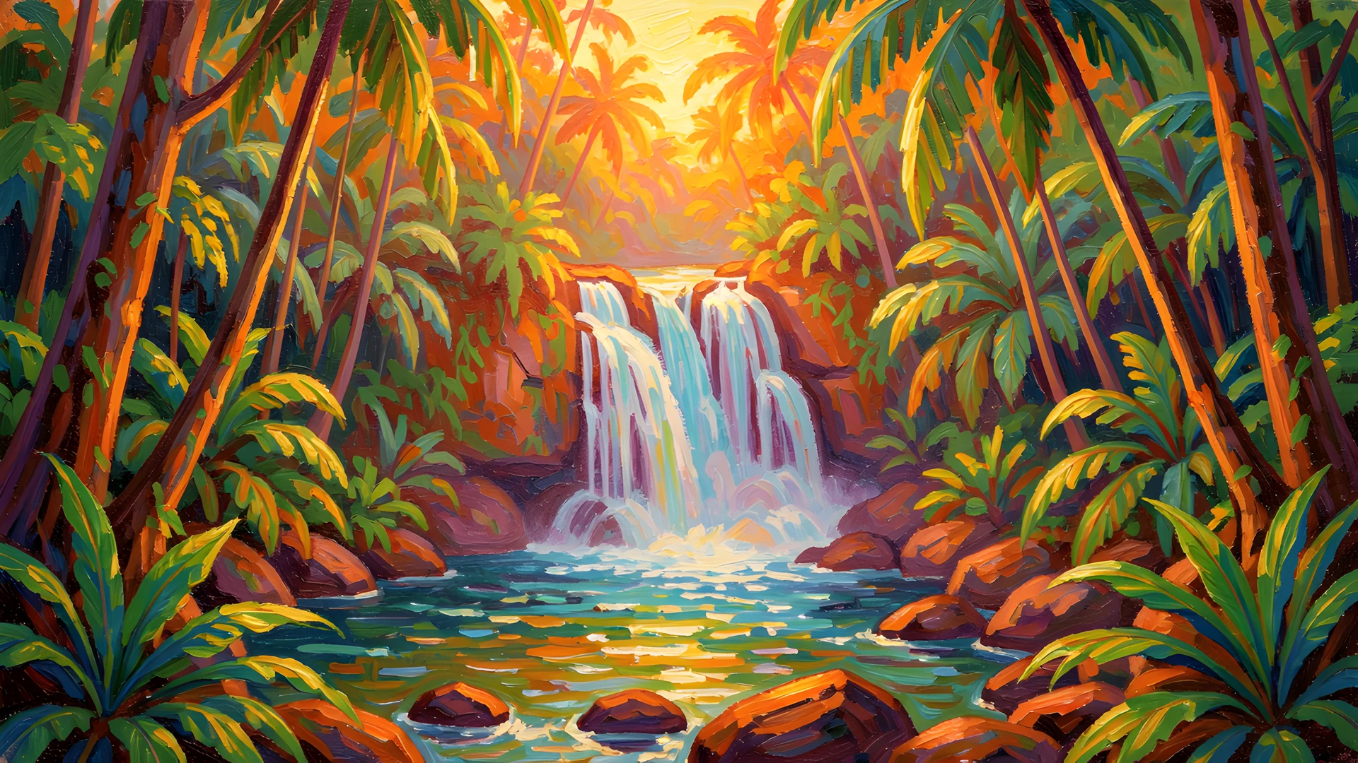 Impressionist Jungle Scene