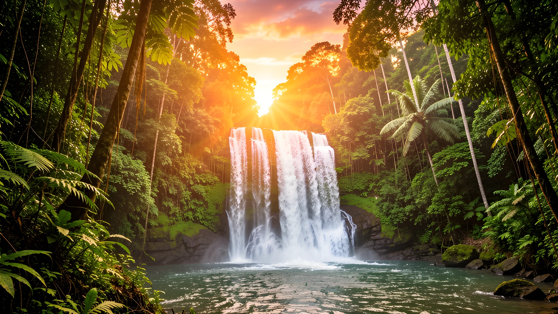 Tropical Waterfall Oasis