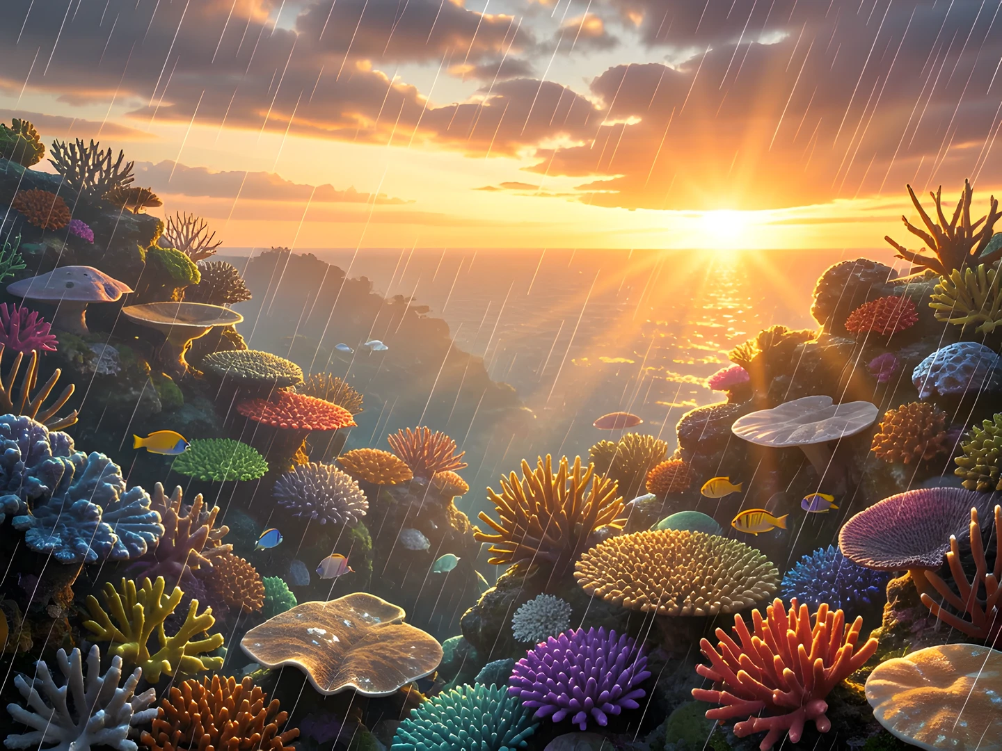 Volcano Wave Ocean