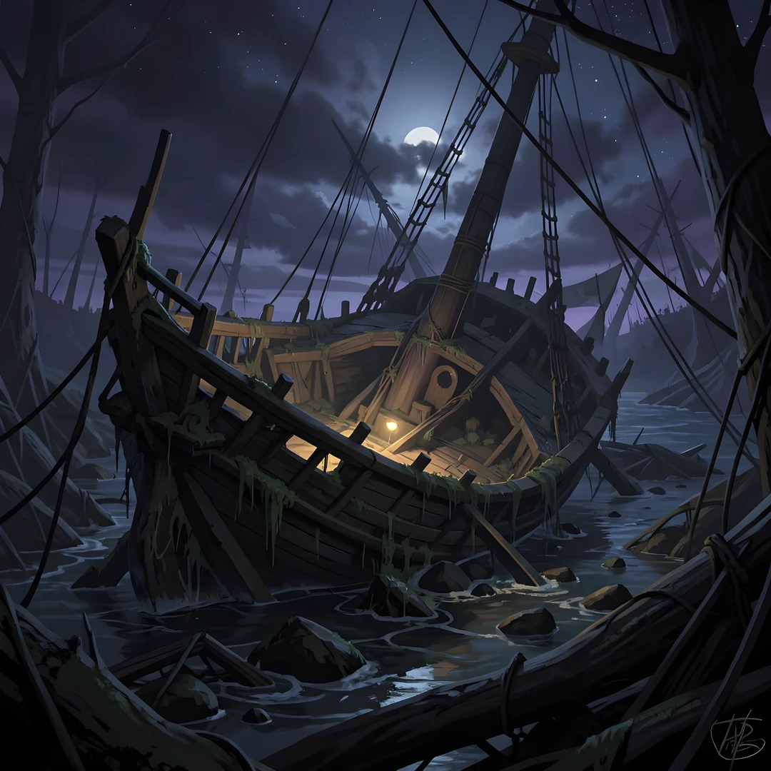 Moonlit Wreckage Depths
