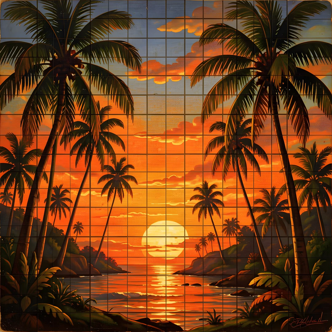 Retro Sunset Grid