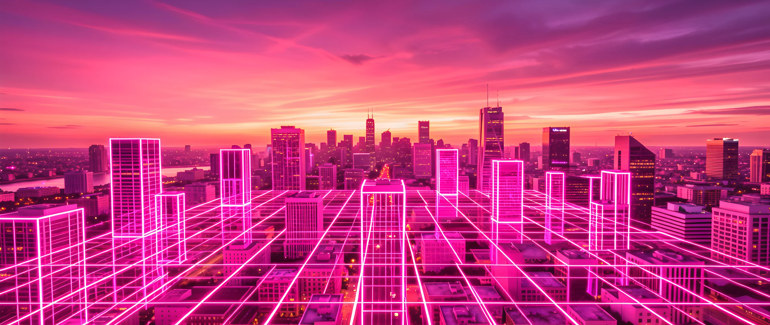 Neon City Grid