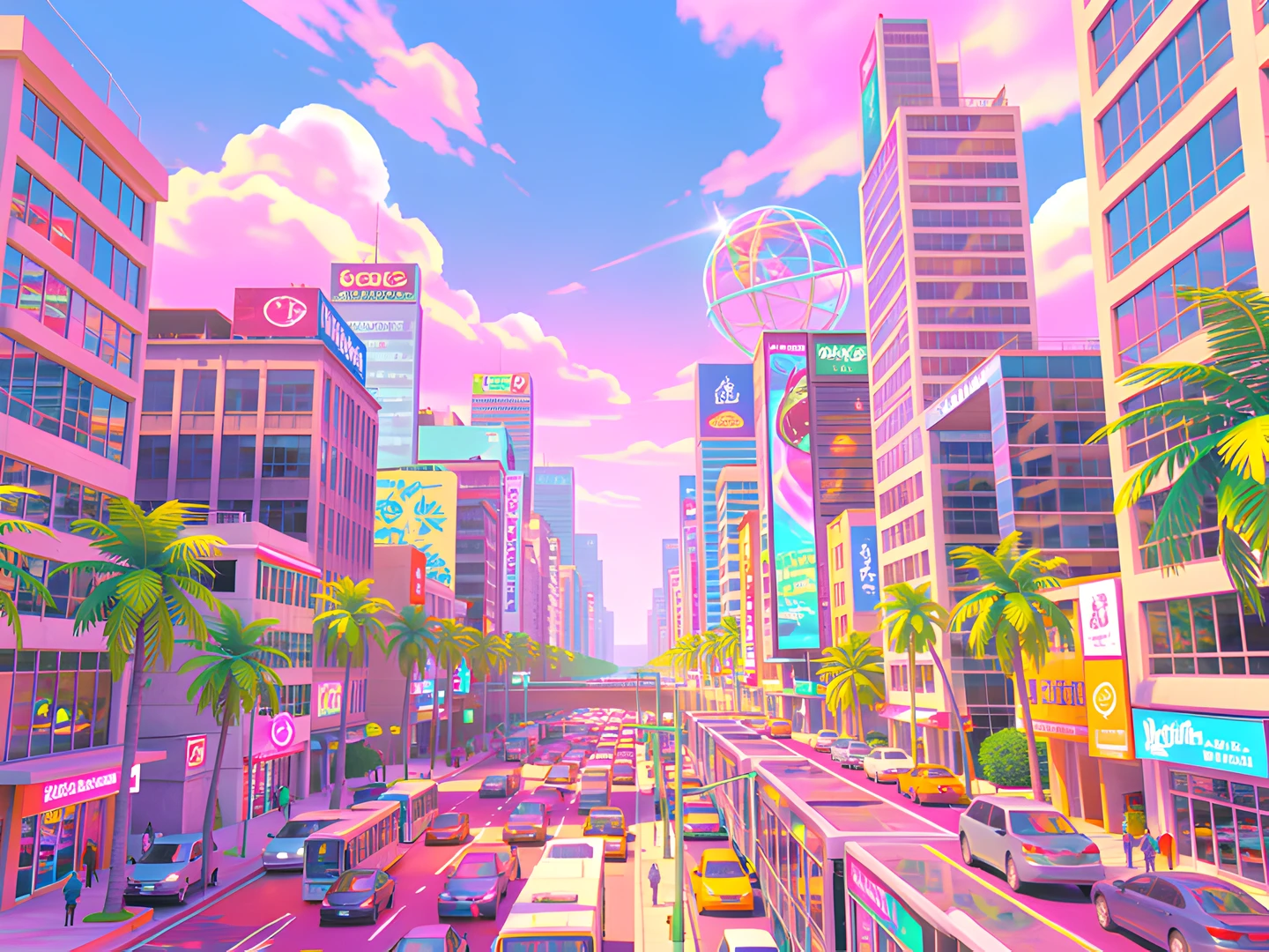 Vaporwave Cityscape