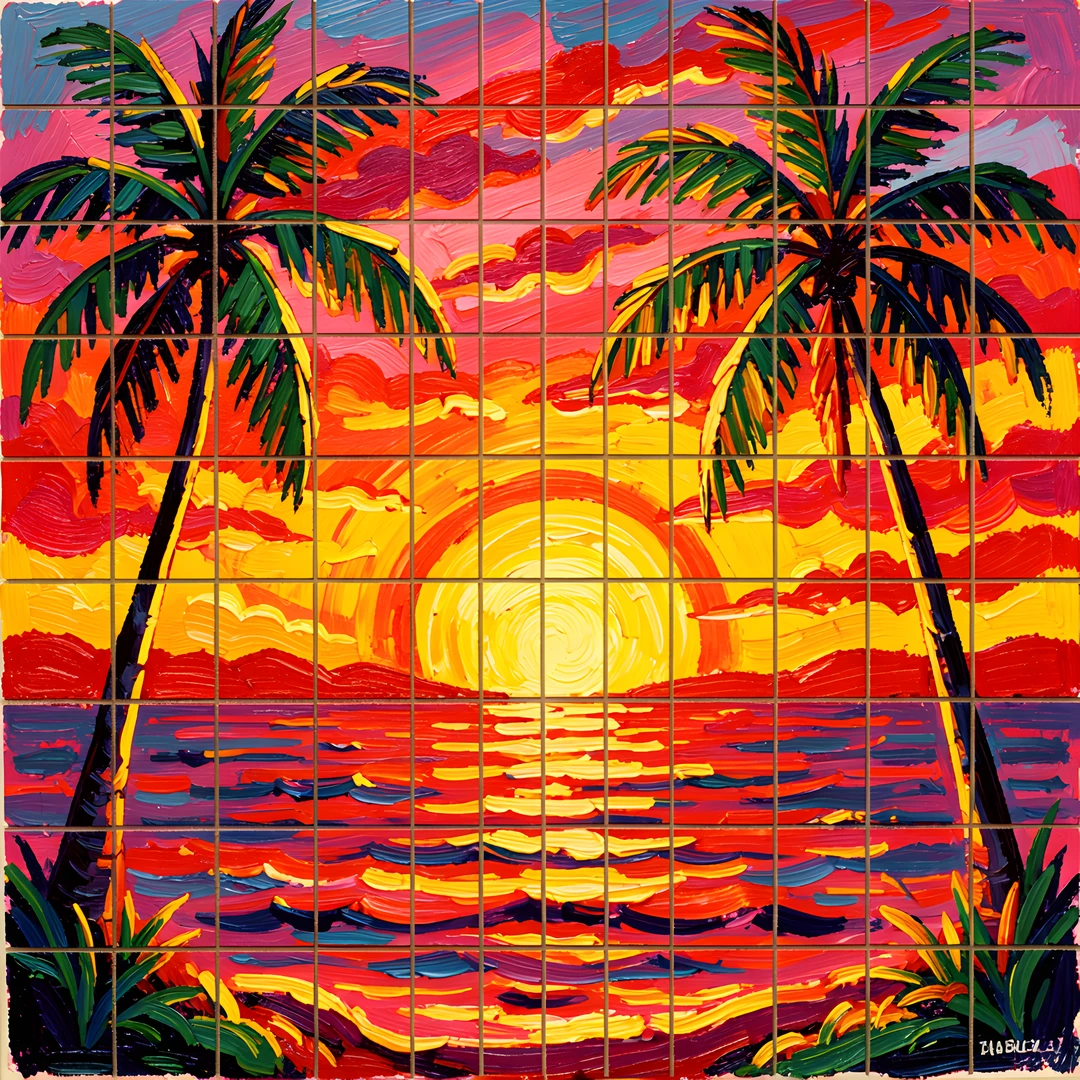 Retro Sunset Palms