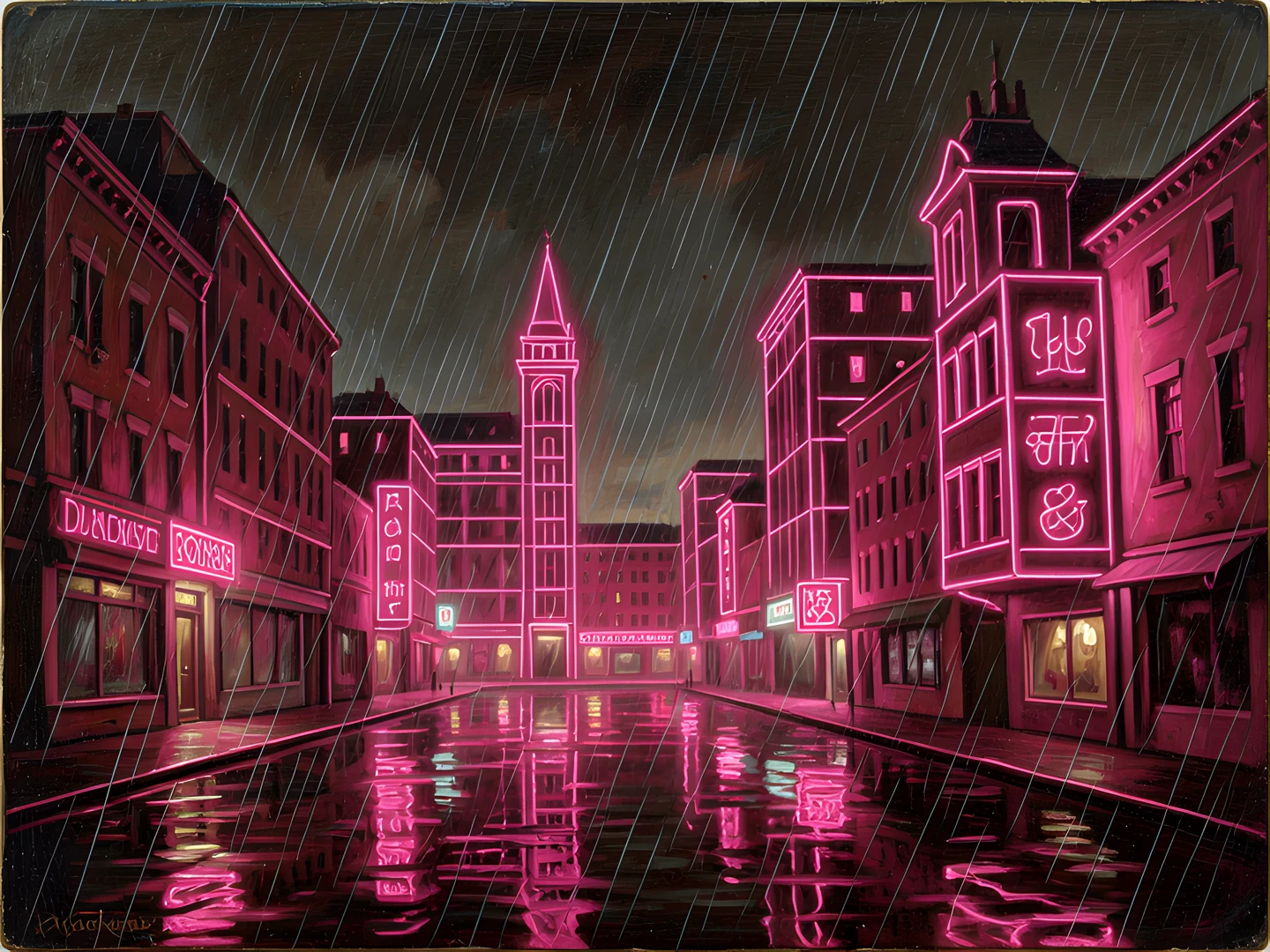 Neon Cityscape Pink