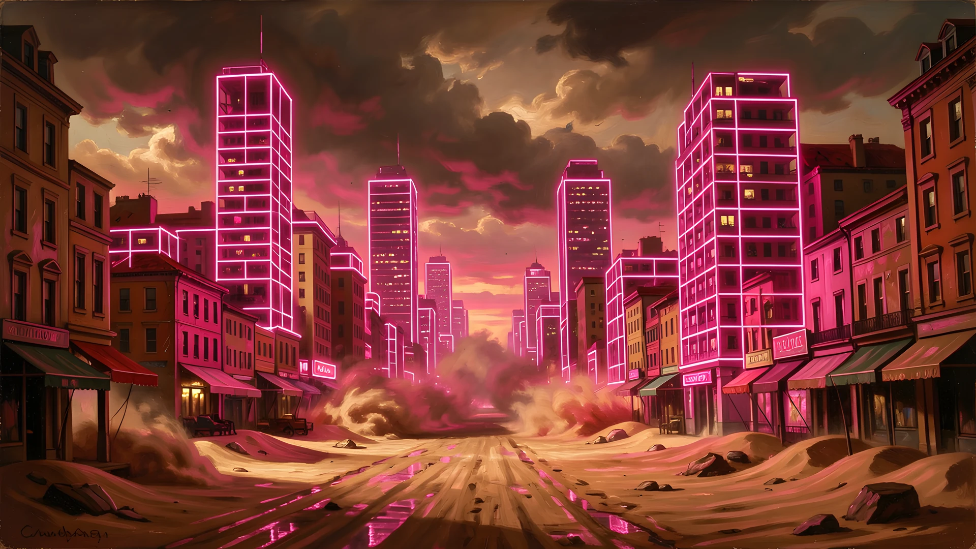 Neon City Grid
