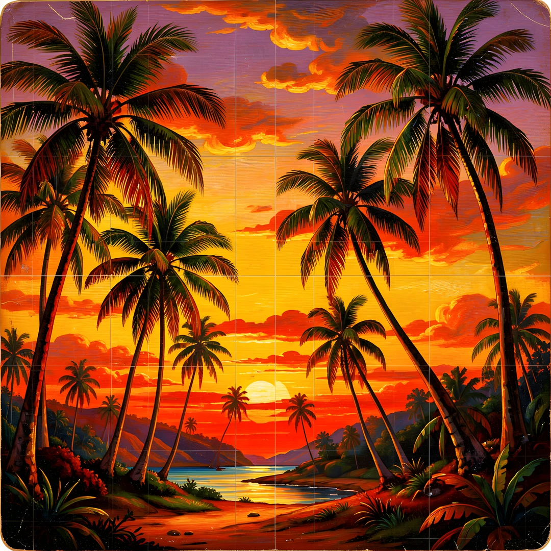 Retro Sunset Grid