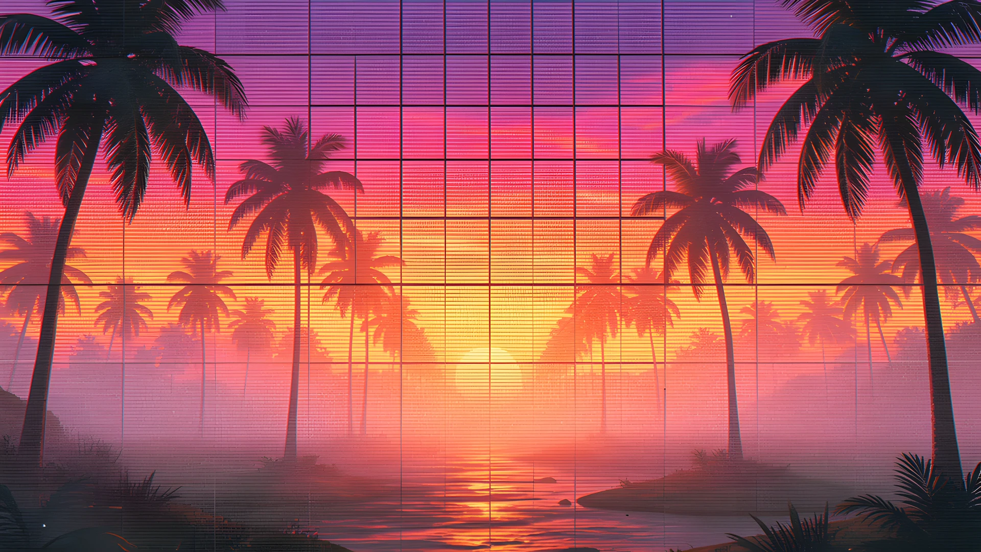 Retro Palm Sunset