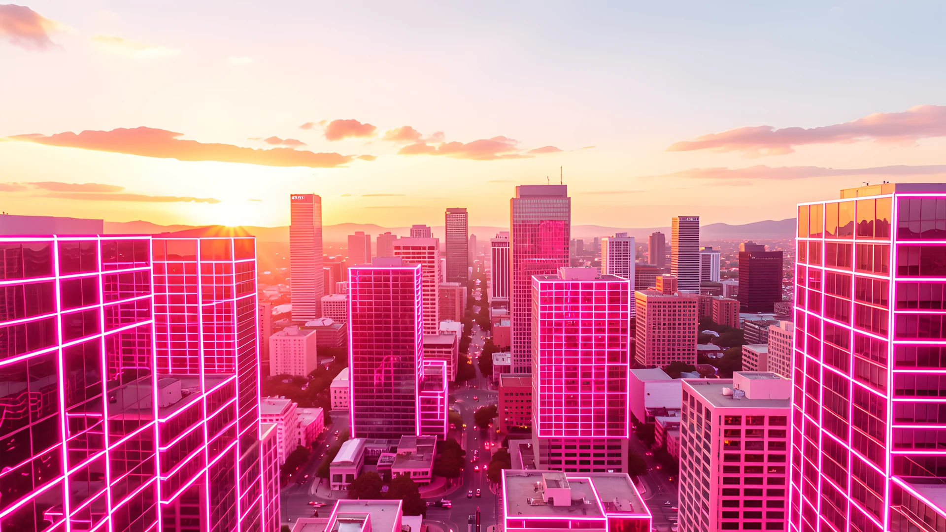 Neon City Grid