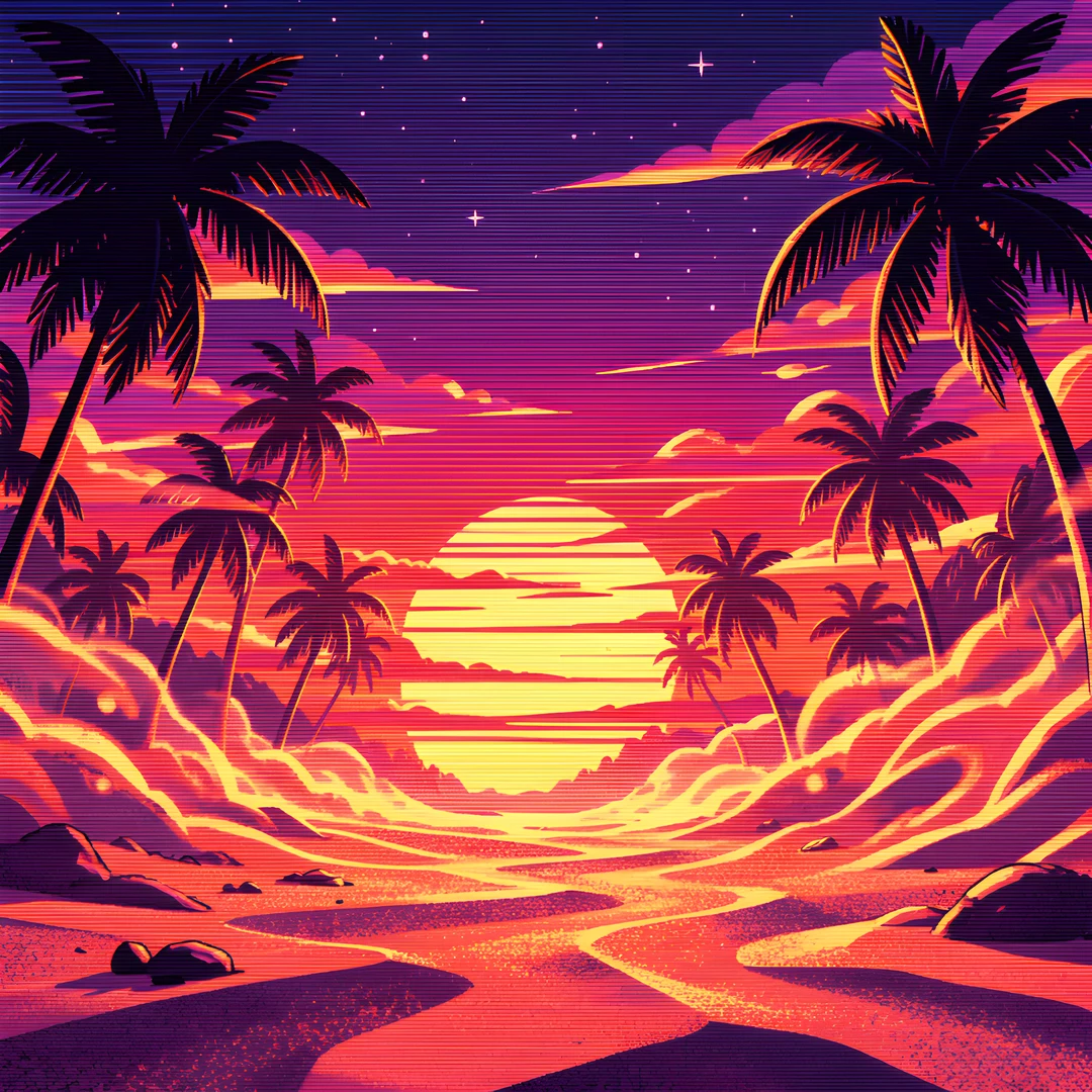 Retro Desert Sunset