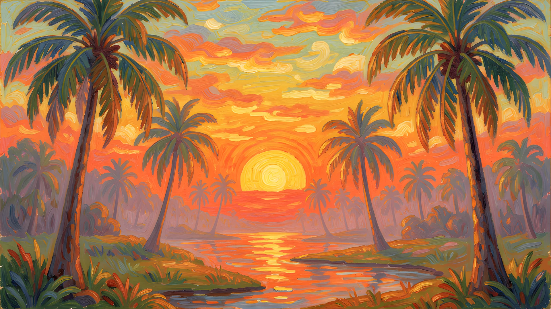 Retro Sunset Grid