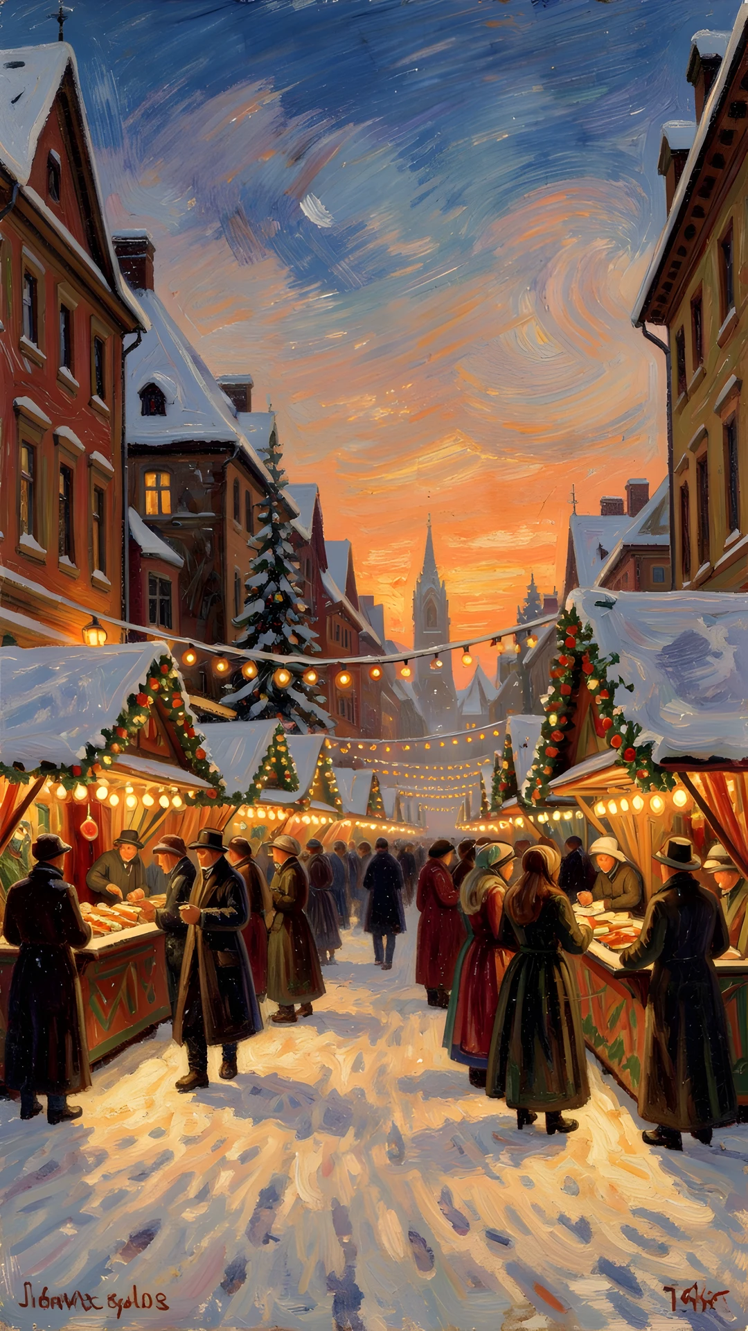 Snowy Village Scene