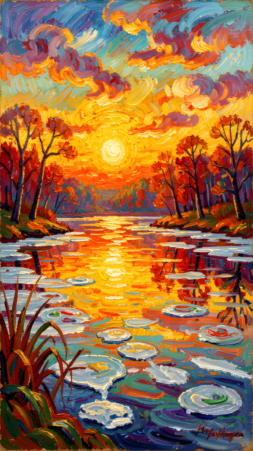 Impressionist Lake Scene