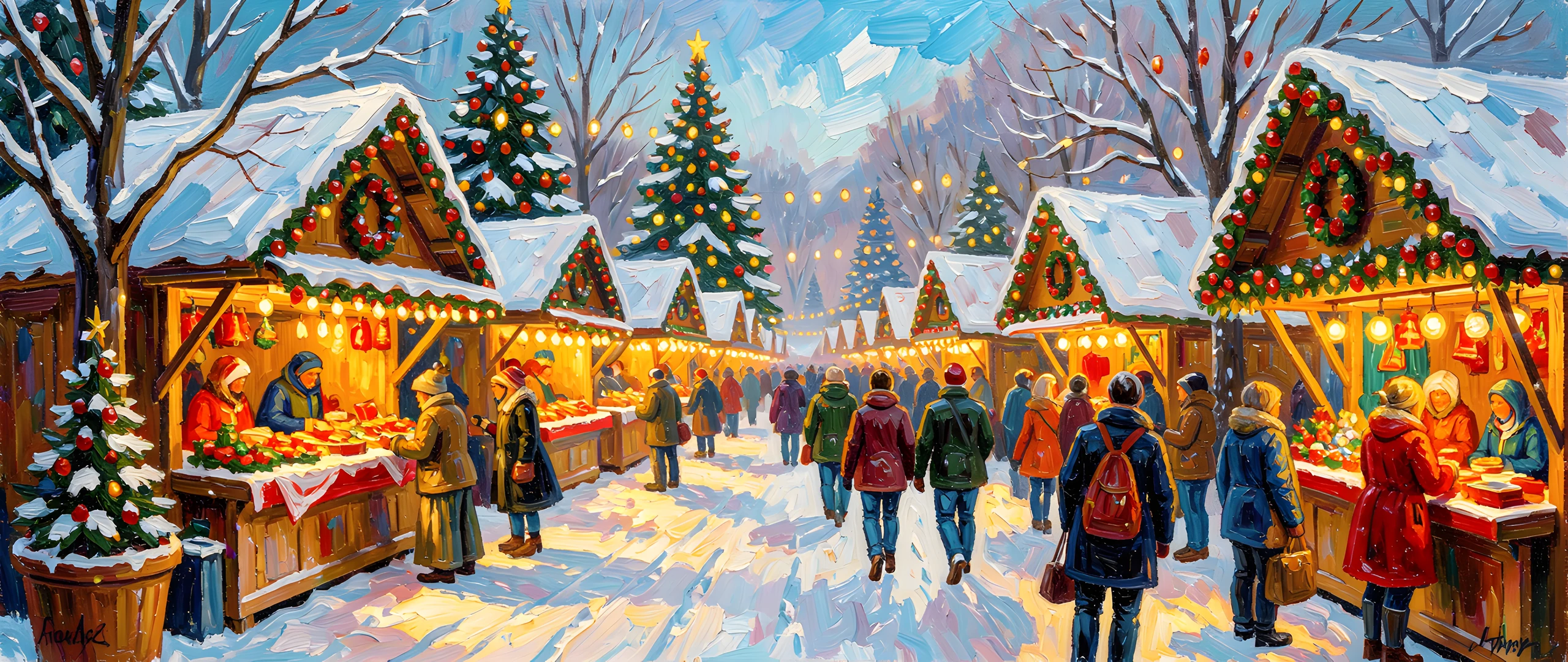 Impressionist Christmas Scene