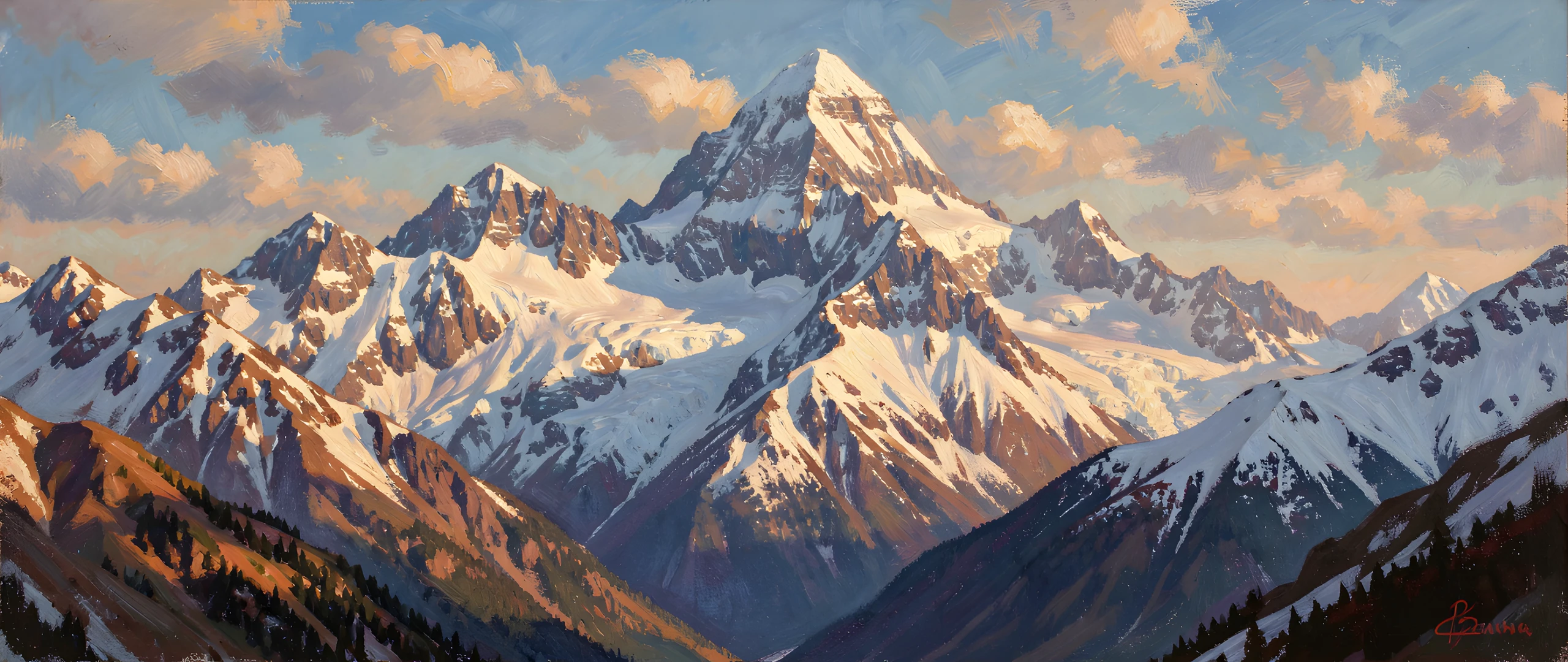 Snowy Mountain Scene