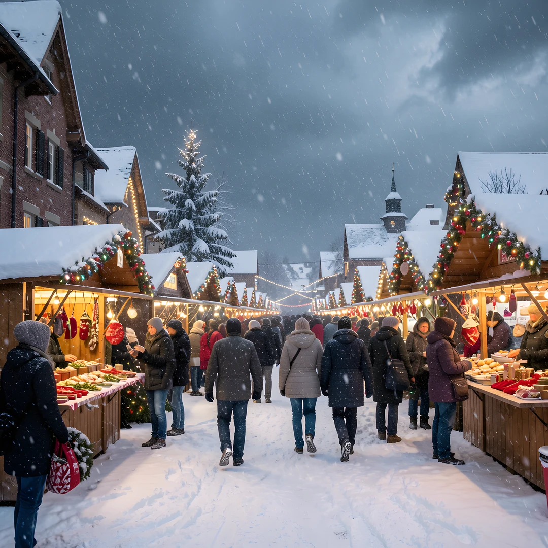 Snowy Village Scene