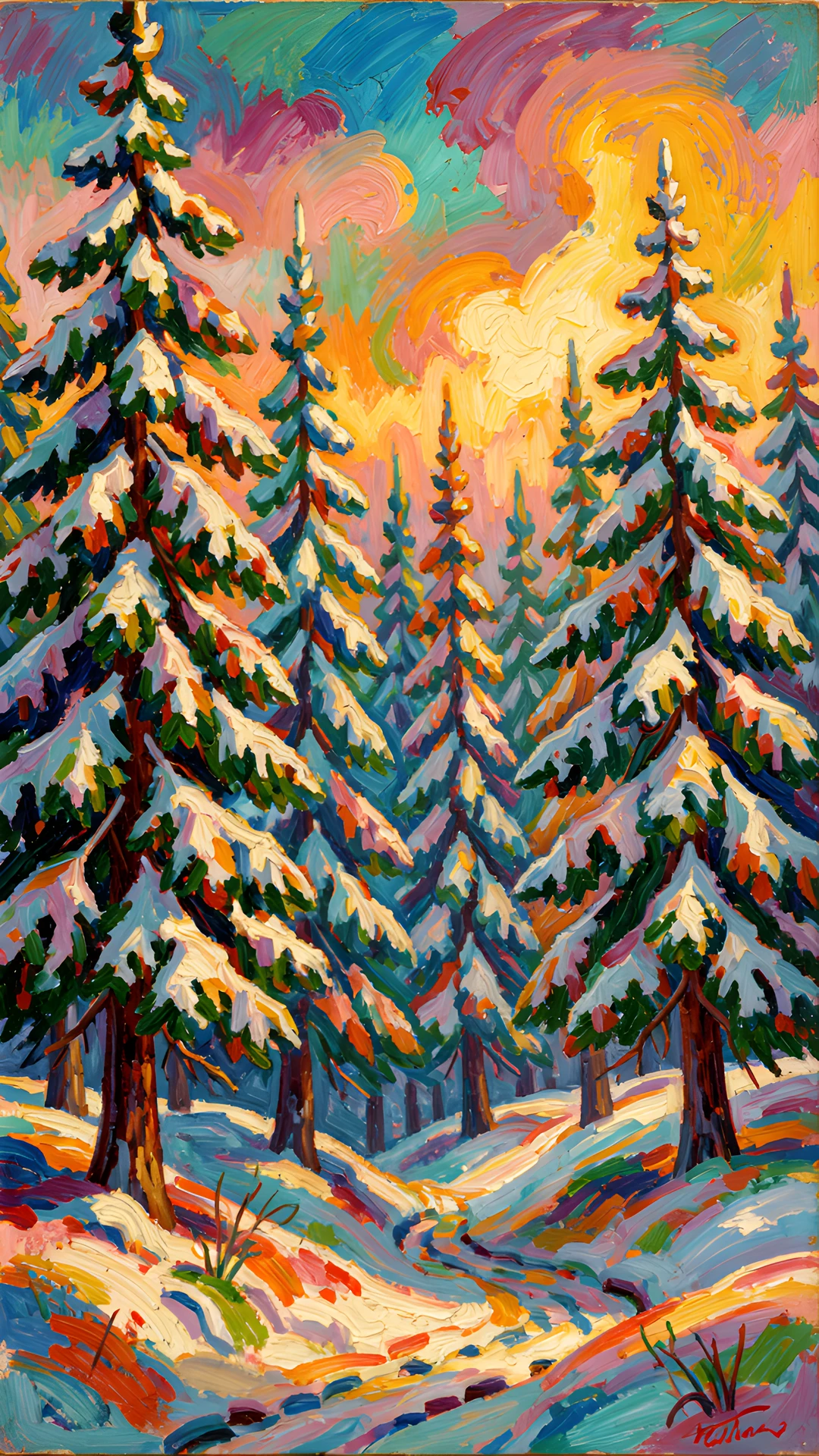 Impressionist Forest Scene