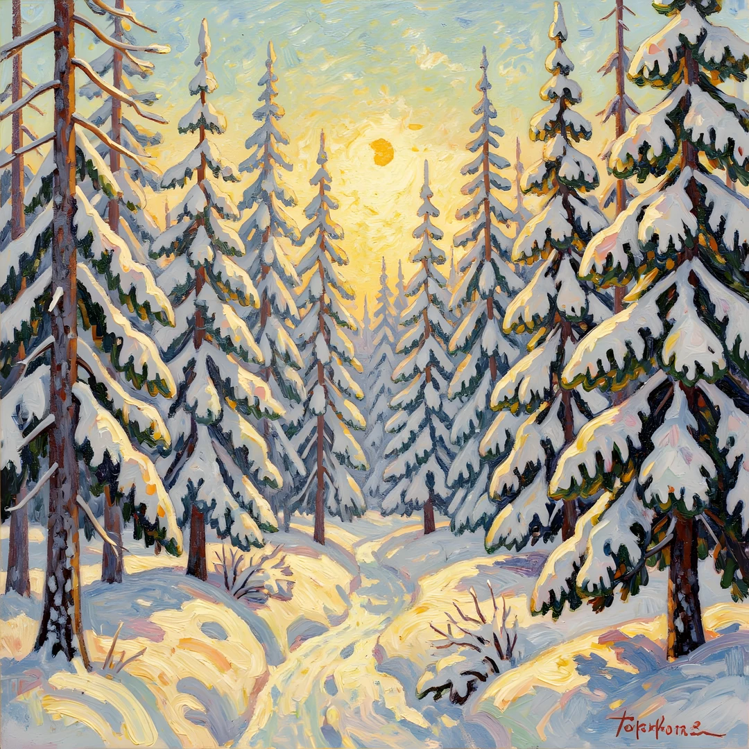 Impressionist Forest Scene