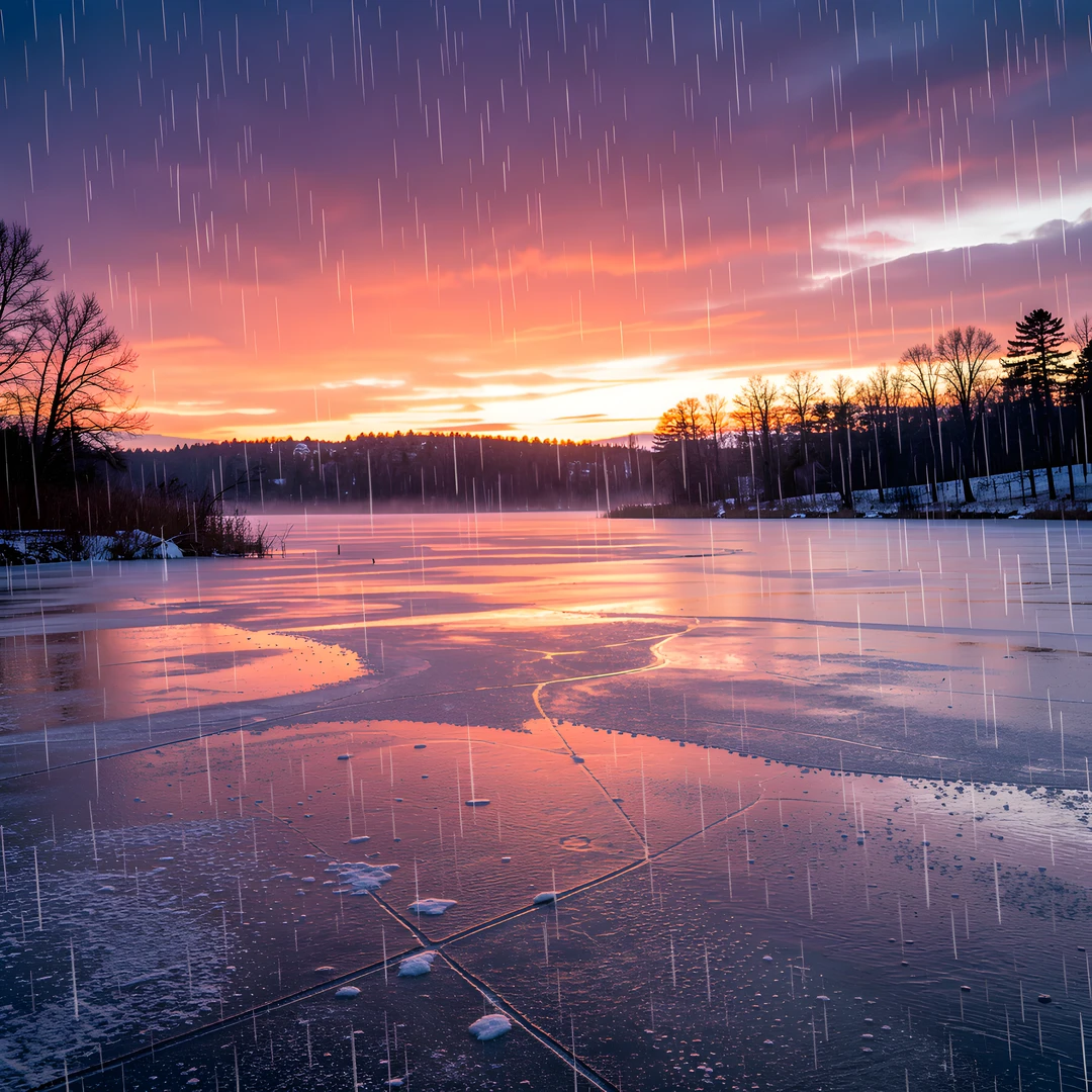 Frozen Lake Sunset