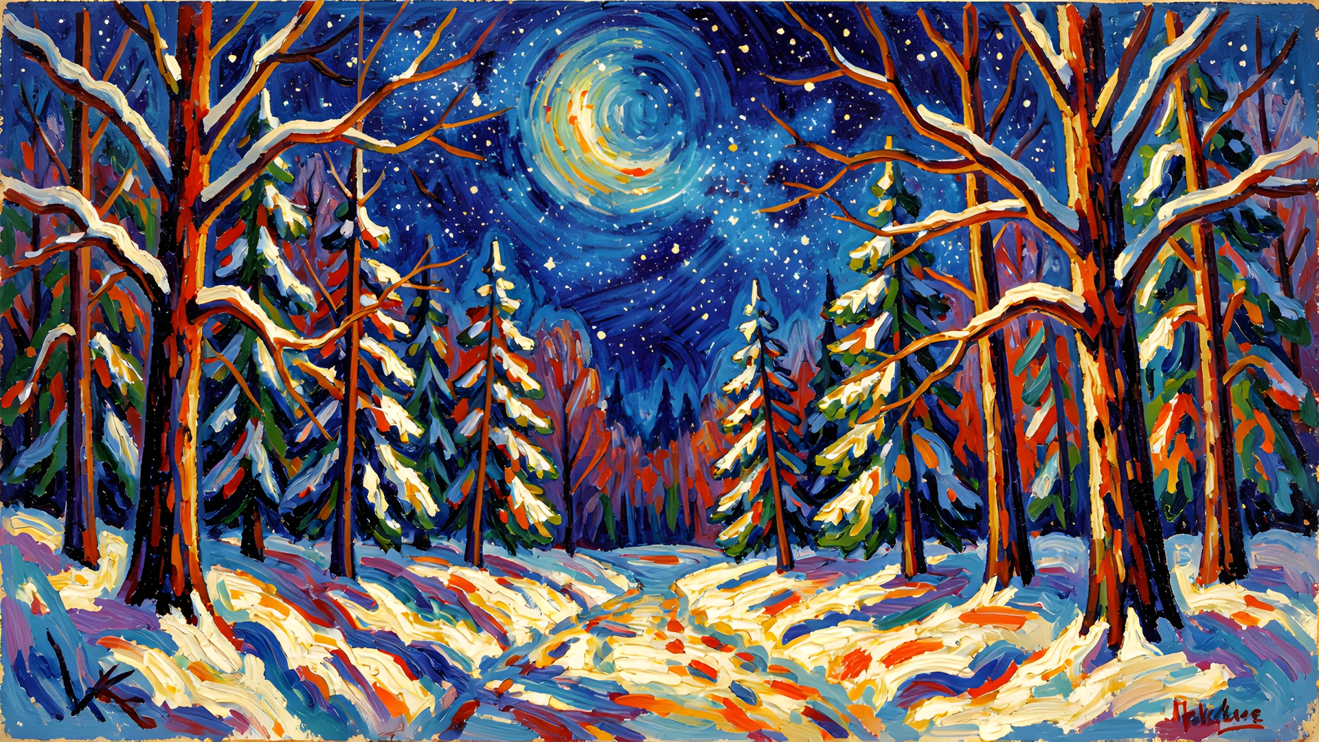Impressionist Winter Night