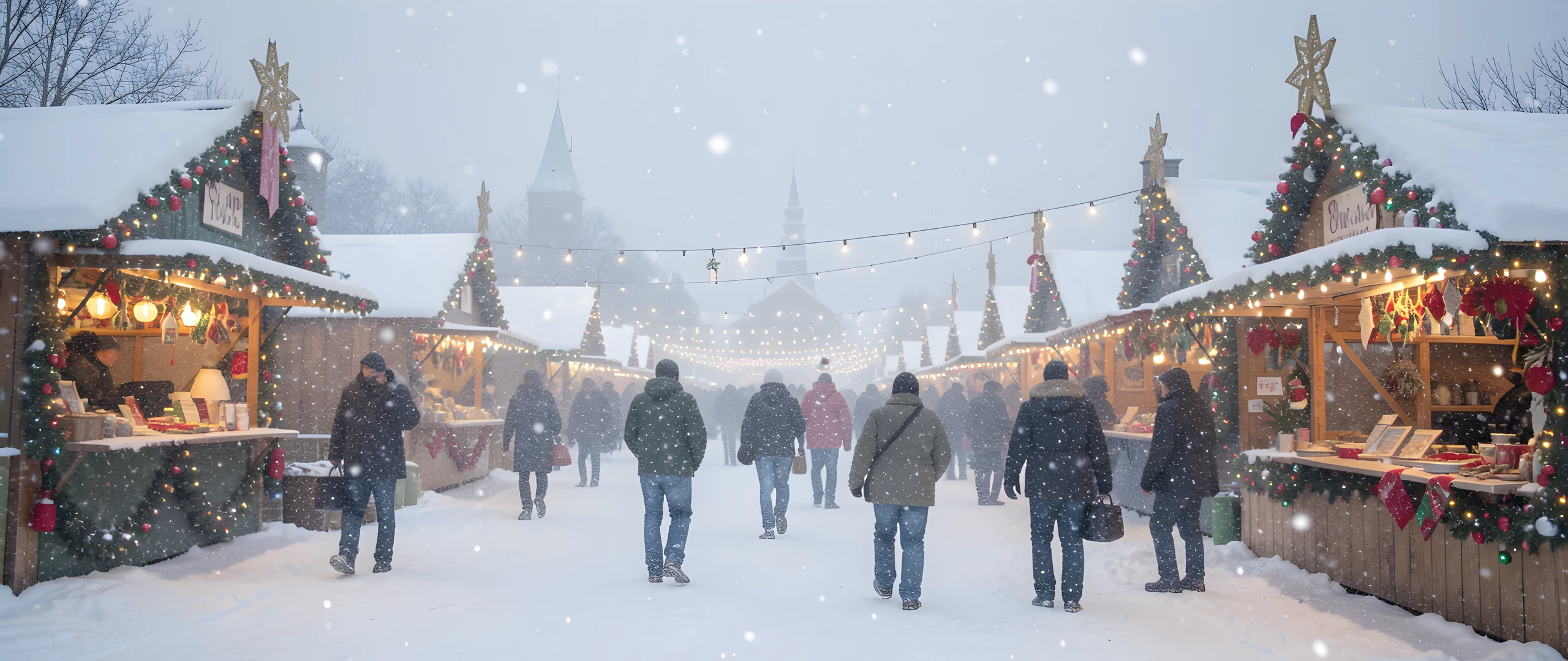 Snowy Village Scene