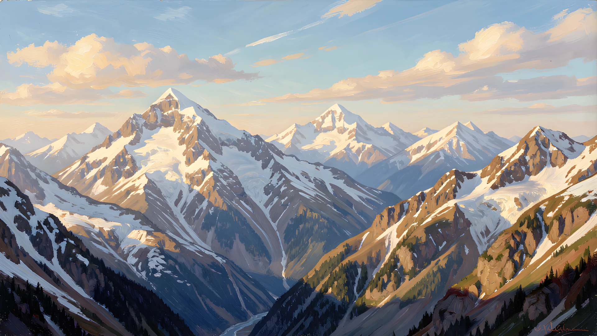 Mountain Sunlit Peaks