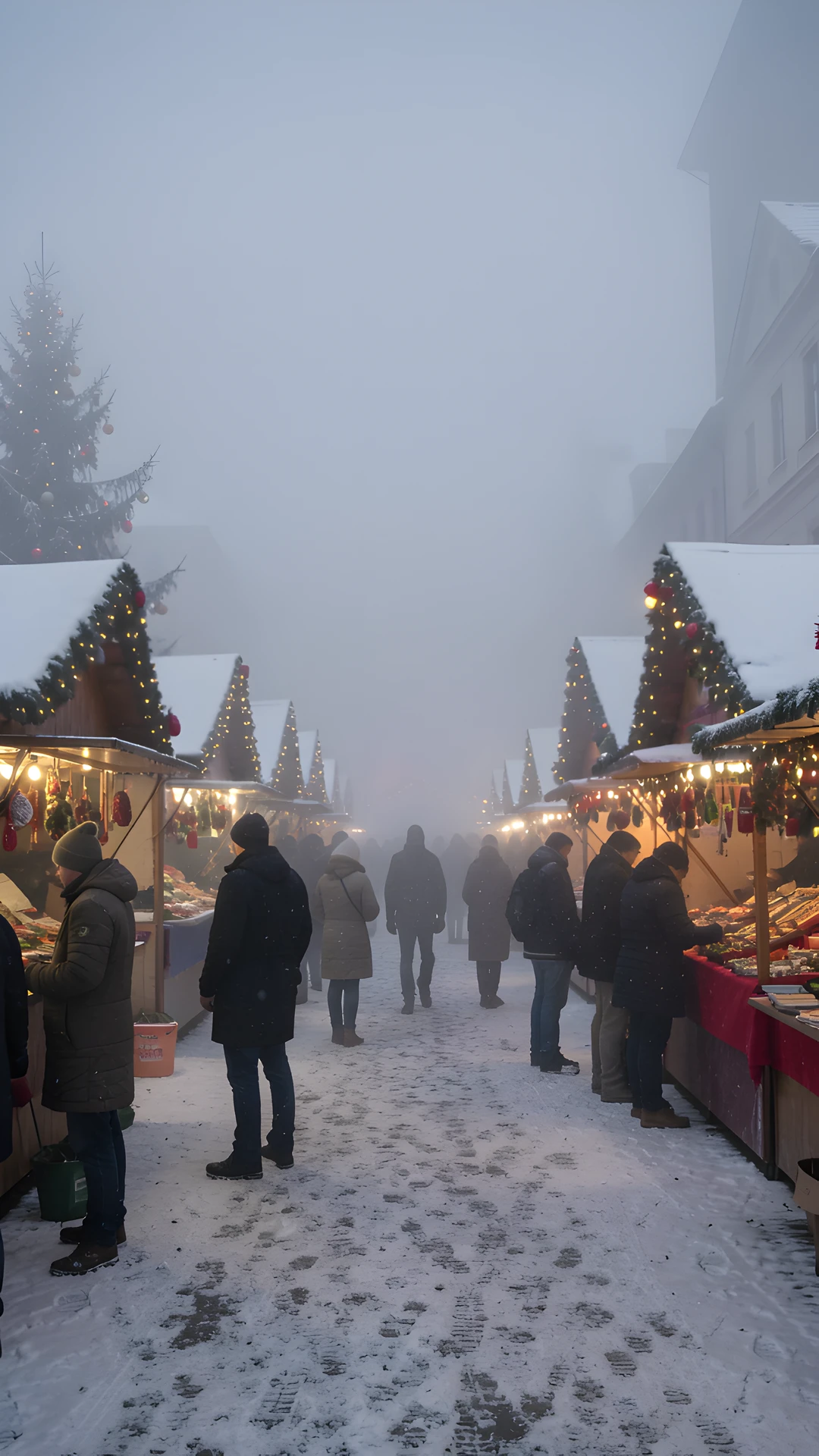 Winter Village Scene